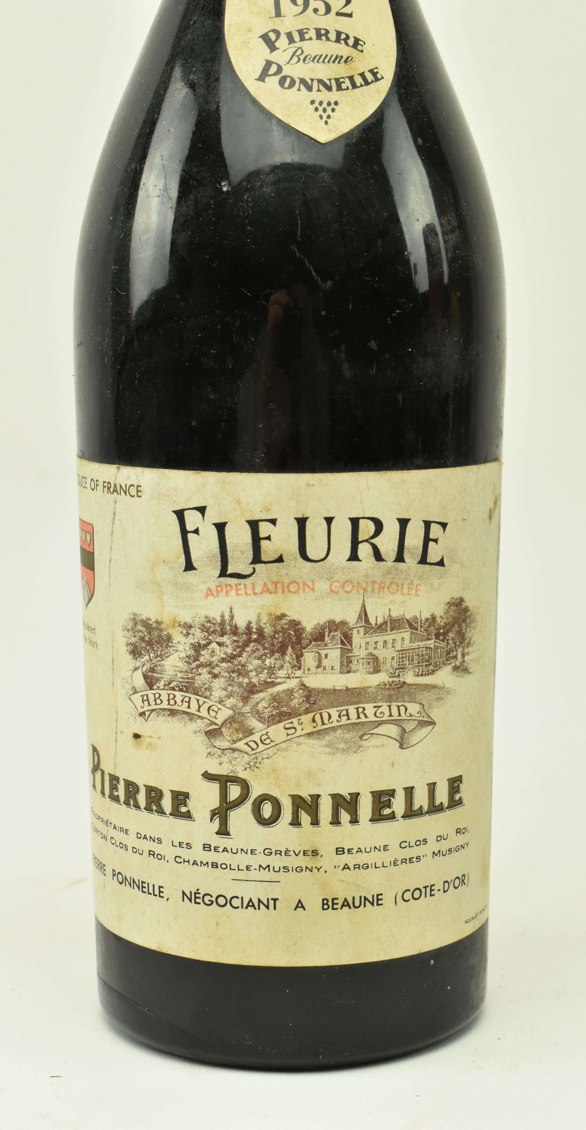 1952 PIERRE PONNELLE FLEURIE RED WINE BOTTLE - Image 4 of 6