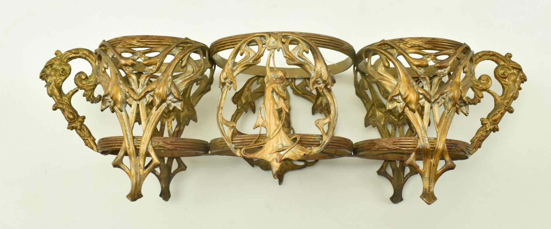 FRENCH ART NOUVEAU GLASS & ORMOLU CONDIMENT SET - Image 5 of 9