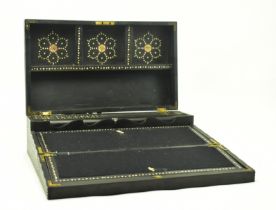 19TH CENTURY ANGLO-INDIAN EBONISED WOOD WRITING SLOPE