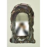 JOHN LEATHWOOD - ARCHED TOP STAINED LEADED GLASS WALL MIRROR