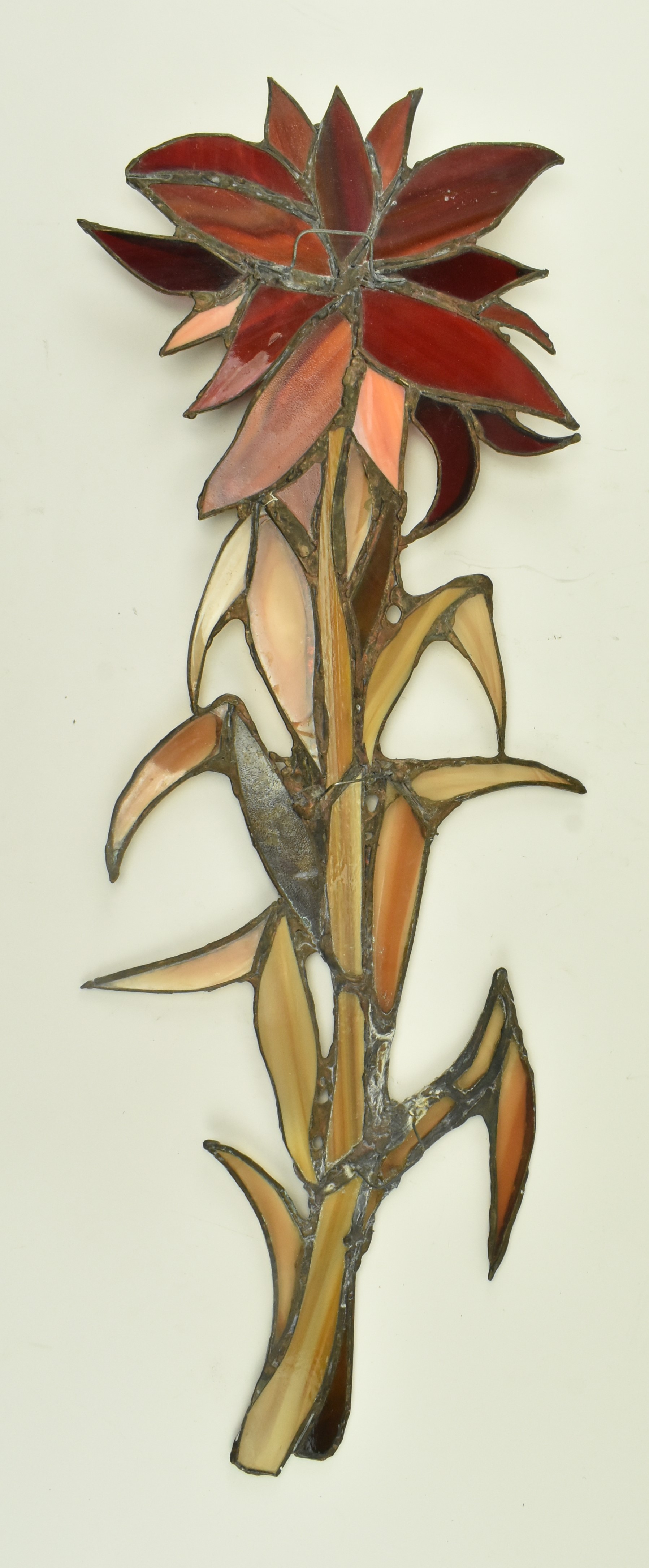 JOHN LEATHWOOD - STAINED LEADED GLASS FLOWER PANEL - Image 6 of 7