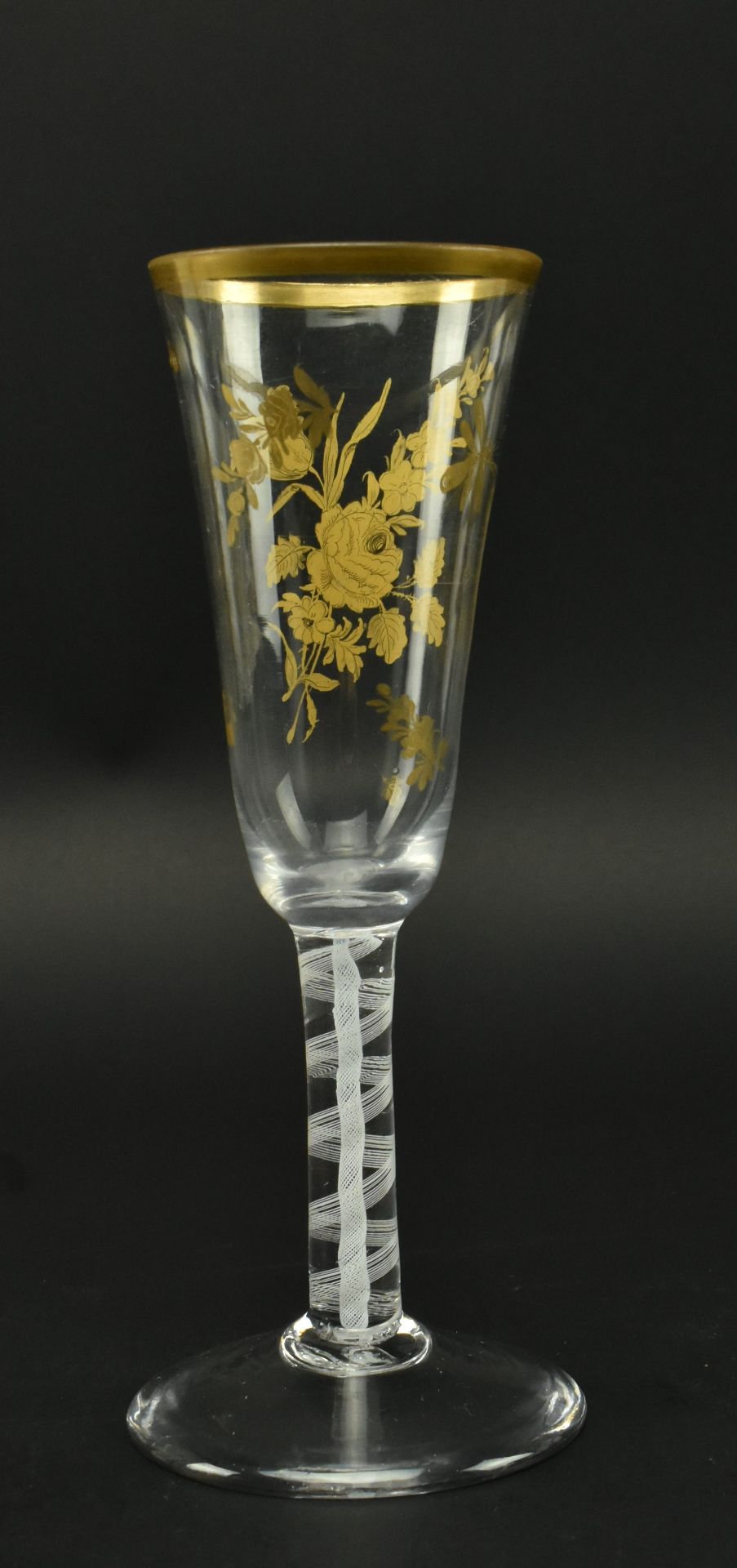 GEORGE III 18TH CENTURY ENGLISH LEAD GILES GILDED ALE GLASS - Image 2 of 7