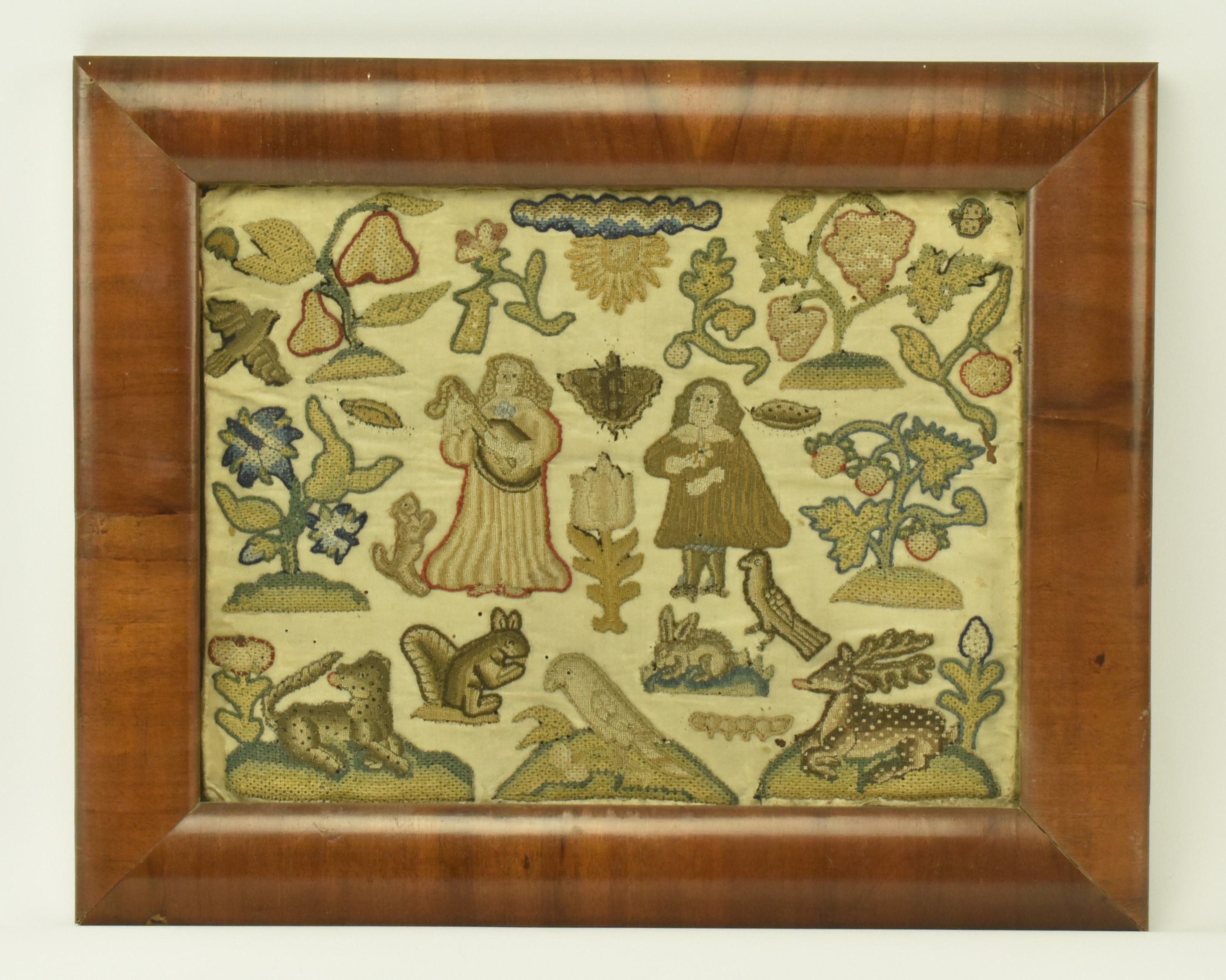 CHARLES II NEEDLEWORK STUMPWORK EMBROIDERY PANEL - Image 2 of 3