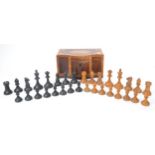 GEORGE III WEIGHTED CHESS PIECES INLAID BOX