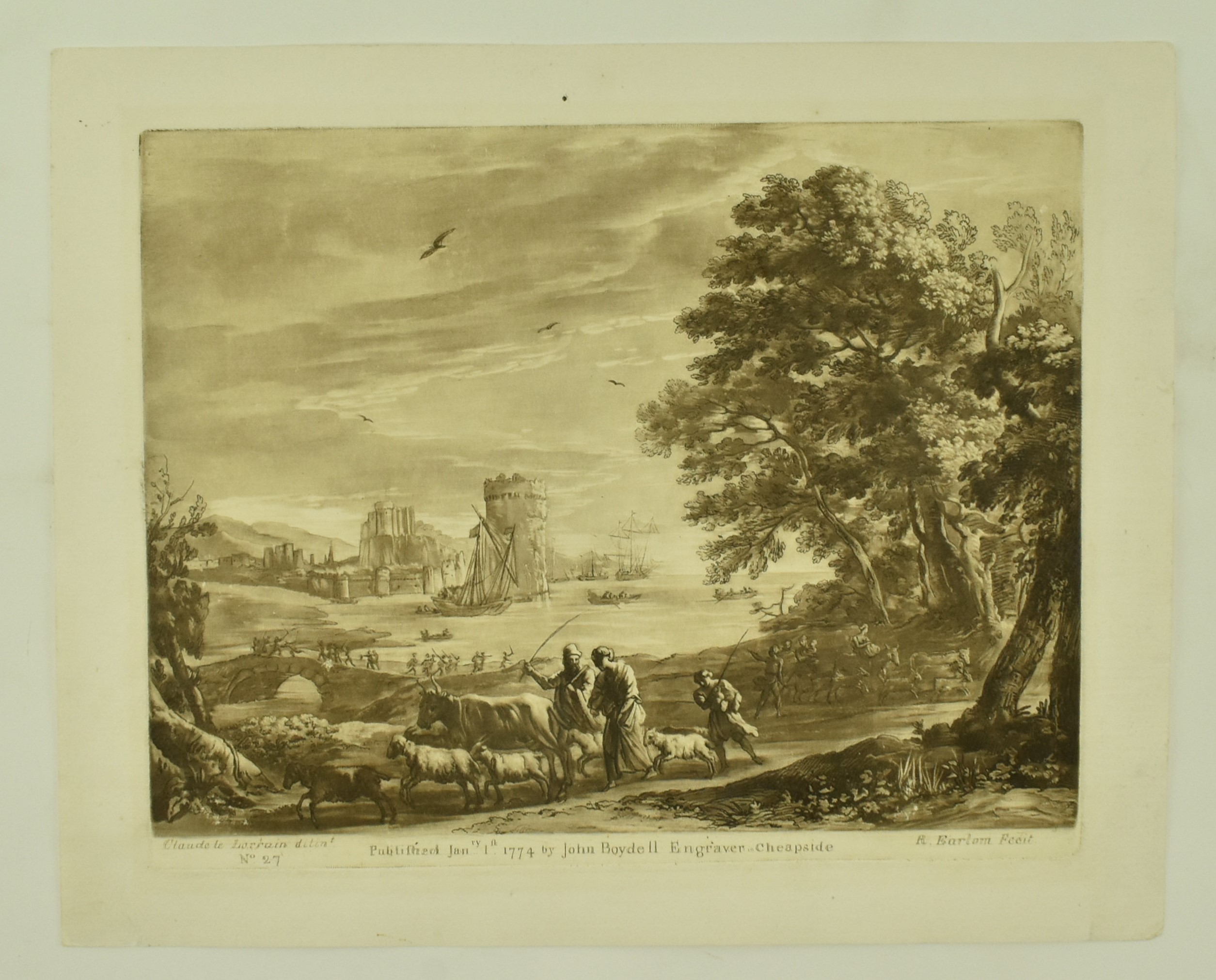 ETCHING OF CASTLE RUINS - R. EARLOM AFTER CLAUDE LE LORRAIN - Image 2 of 6