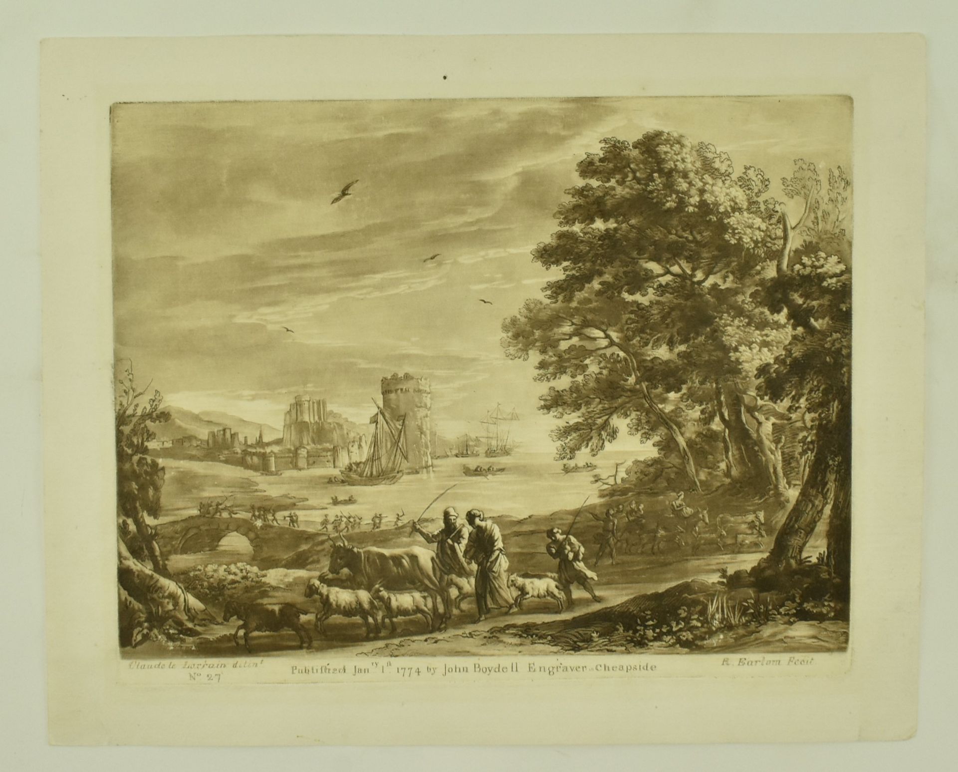 ETCHING OF CASTLE RUINS - R. EARLOM AFTER CLAUDE LE LORRAIN - Bild 2 aus 6