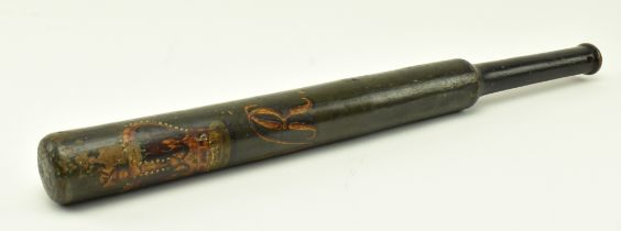 VICTORIAN 19TH CENTURY HAND PAINTED WOOD TRUNCHEON