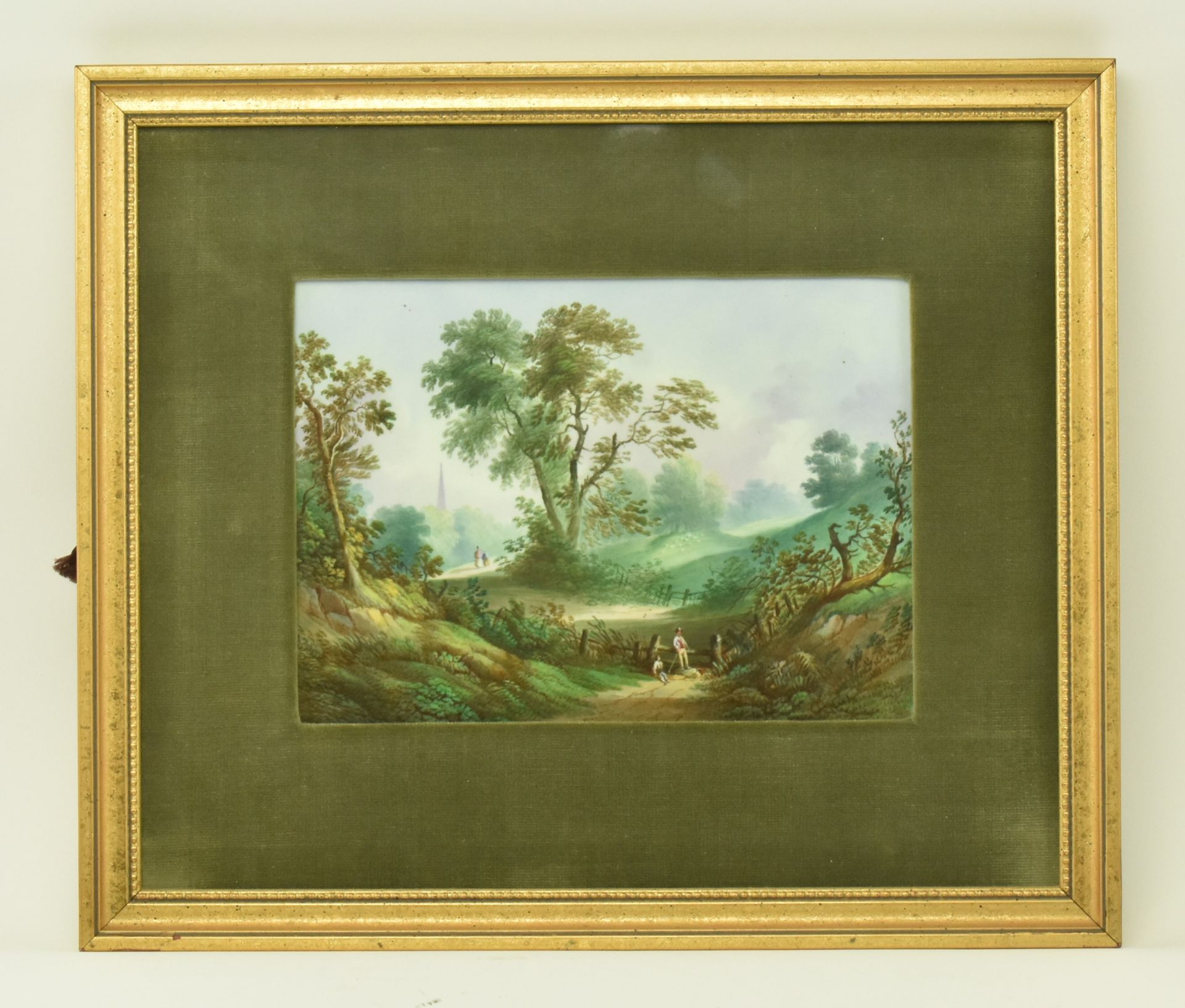 EARLY 19TH CENTURY FRAMED PORCELAIN PLAQUE OF FOREST SCENE - Bild 2 aus 4