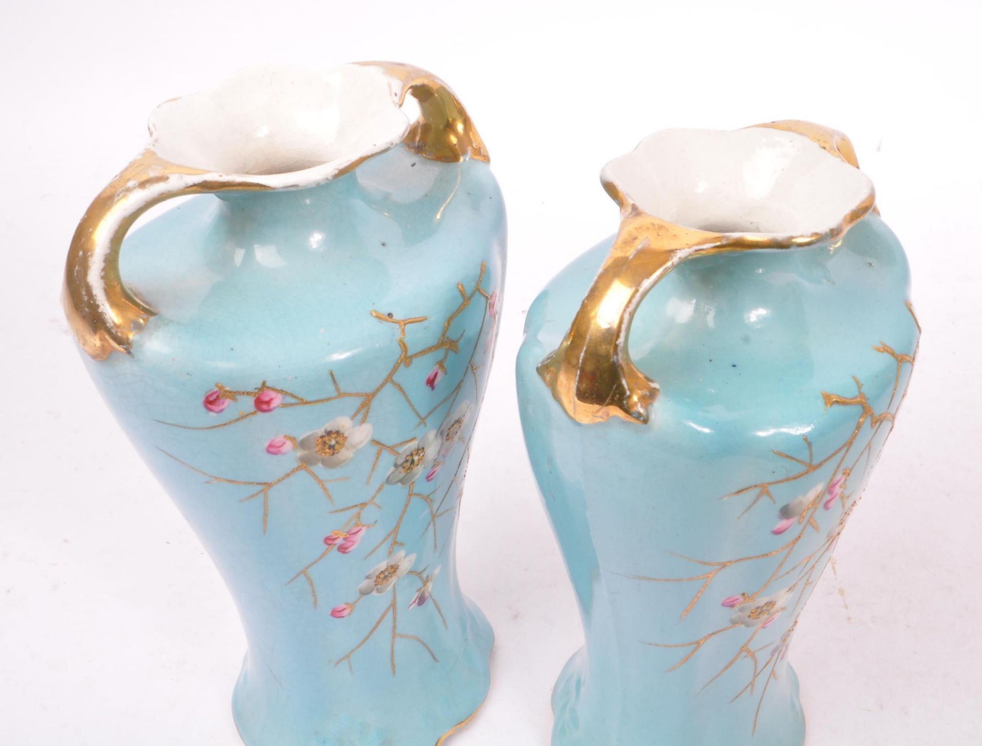 PAIR OF VICTORIAN AESTHETIC BLUE AND GILT VASES - Image 5 of 9