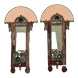JOHN LEATHWOOD - PAIR OF STAINED LEADED GLASS WALL SCONCES