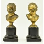 PAIR OF VICTORIAN 19TH CENTURY BRONZE CRYING INFANT BUSTS