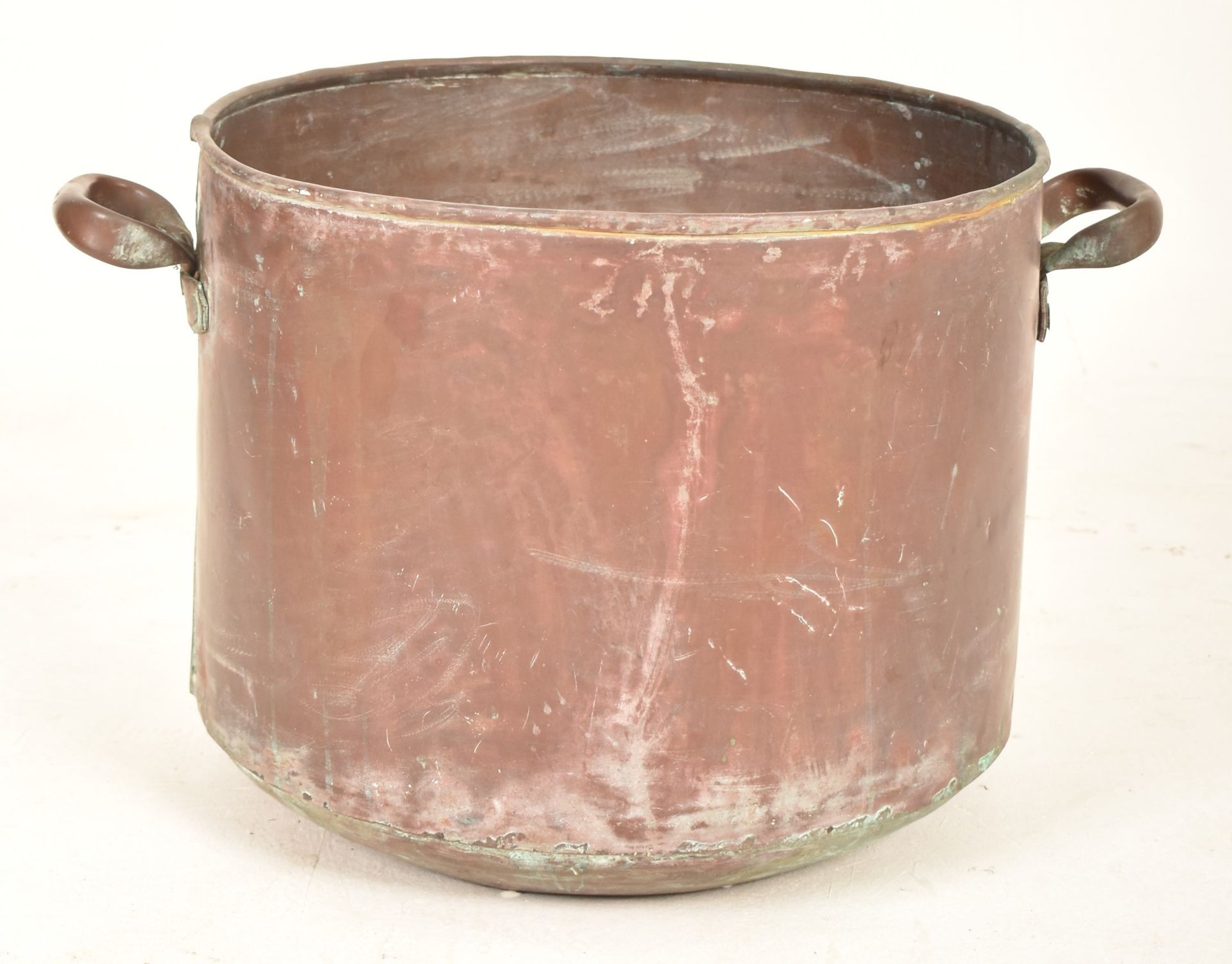 19TH CENTURY COPPER TWIN HANDLED CAULDRON POT - Bild 4 aus 5