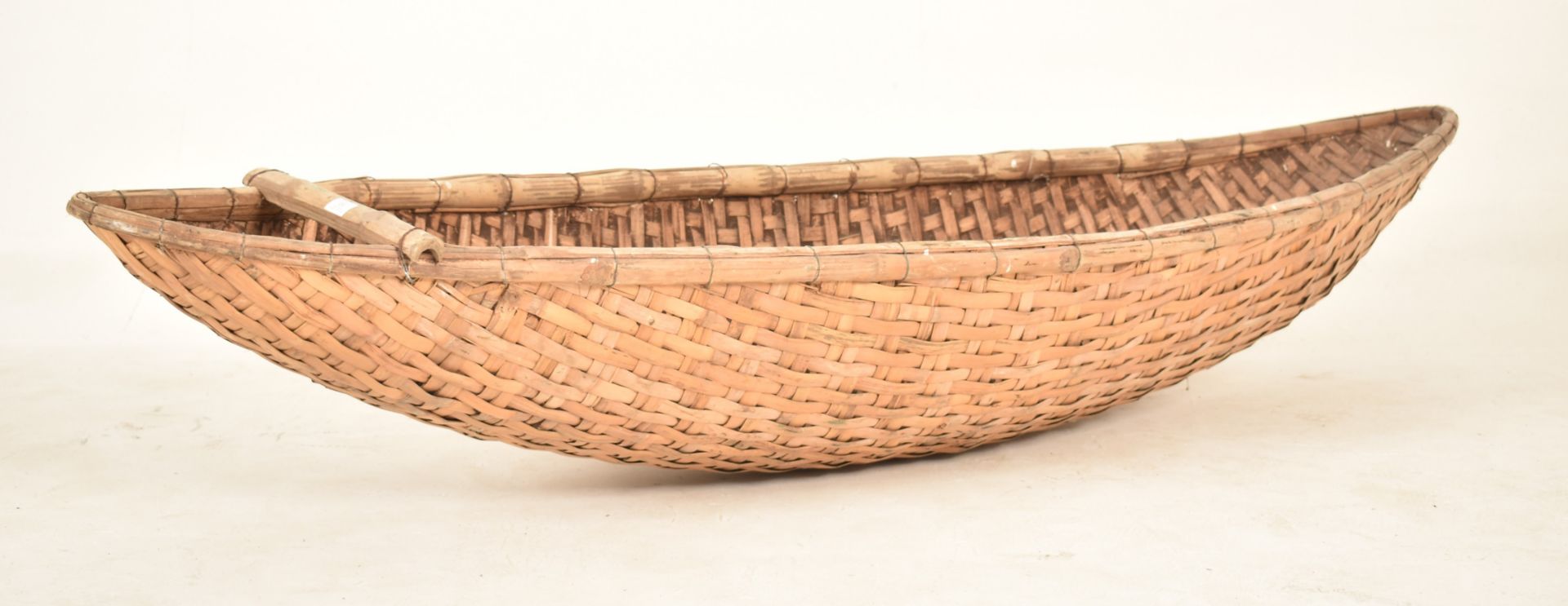 LARGE AFRICAN TRIBAL HAND WOVEN WICKER COT / BASKET - Image 6 of 7