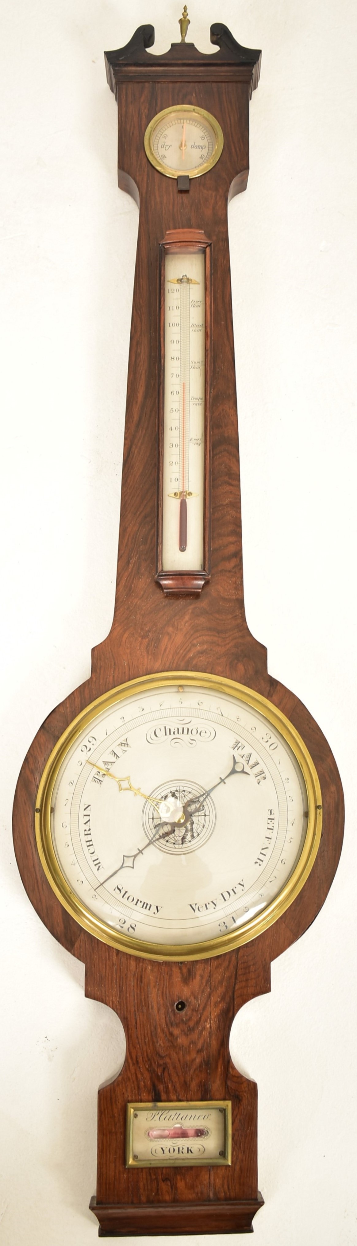 GEORGE III 19TH CENTURY P. CATTANEO, YORK MAHOGANY BAROMETER