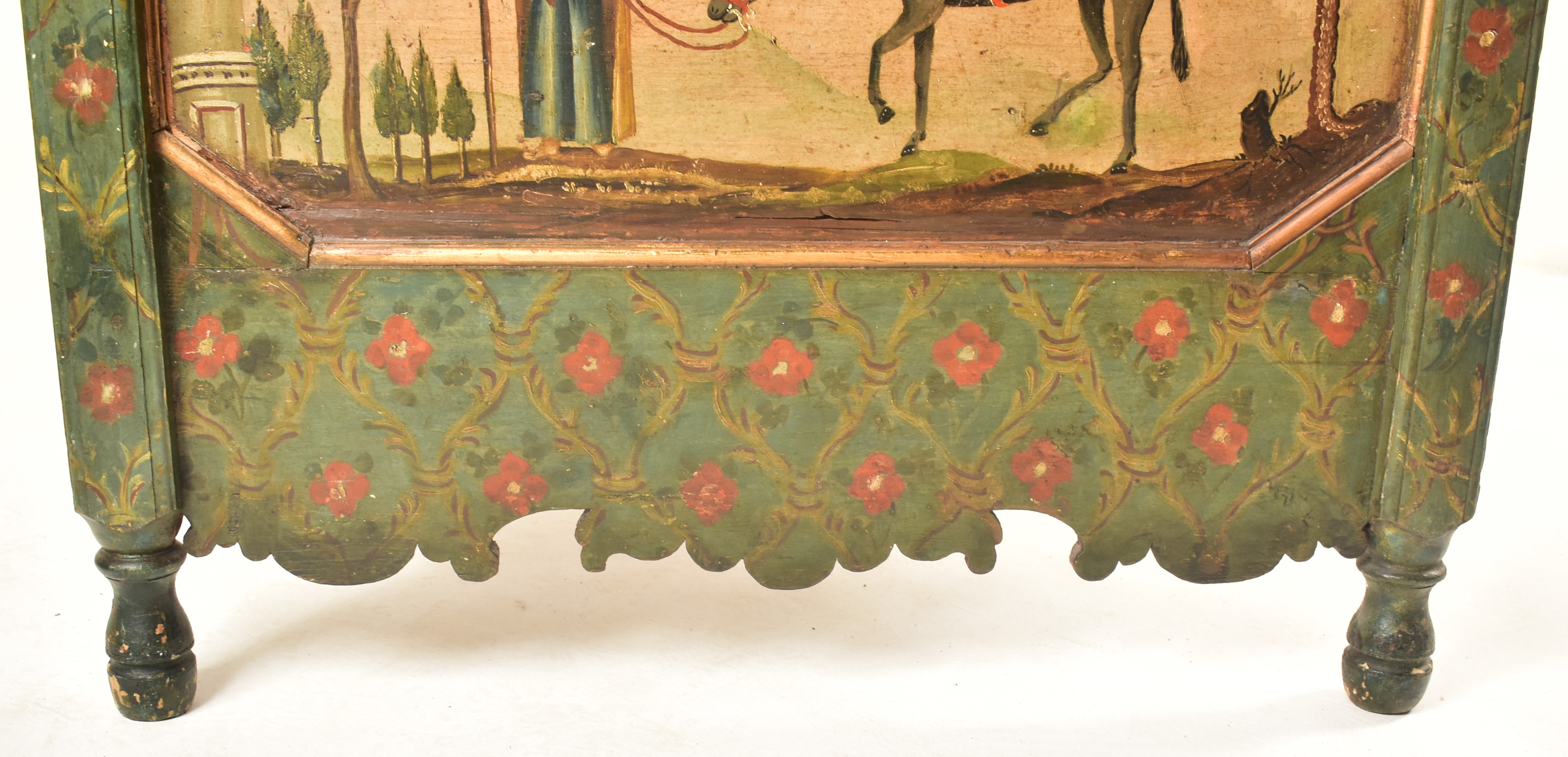 AUSTRIAN 19TH CENTURY HAND PAINTED WOOD RUSTIC FOLK SINGLE BED - Image 5 of 10