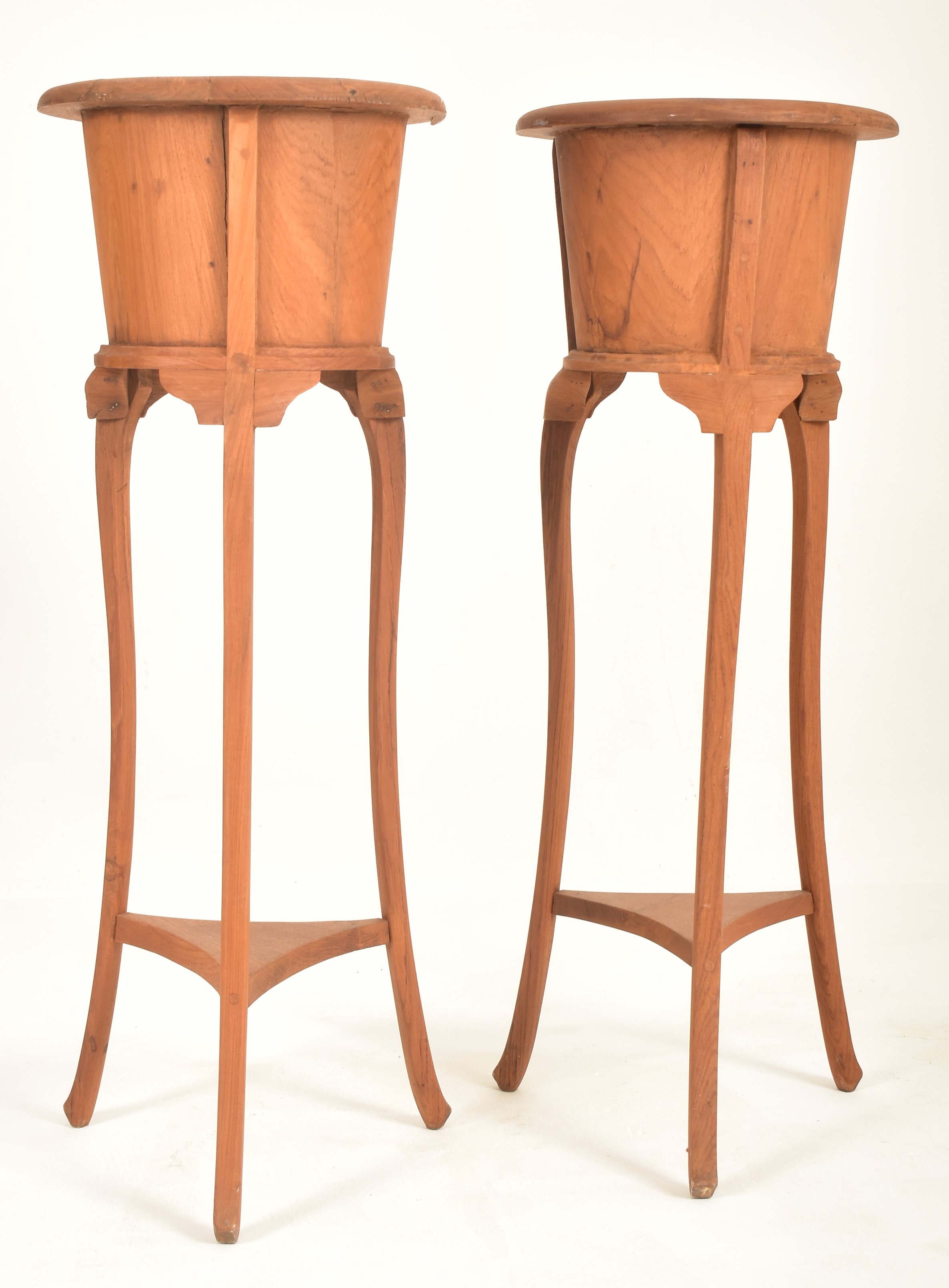 PAIR OF EDWARDIAN FRUITWOOD FLOOR JARDINIERES