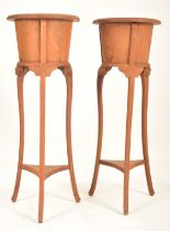 PAIR OF EDWARDIAN FRUITWOOD FLOOR JARDINIERES