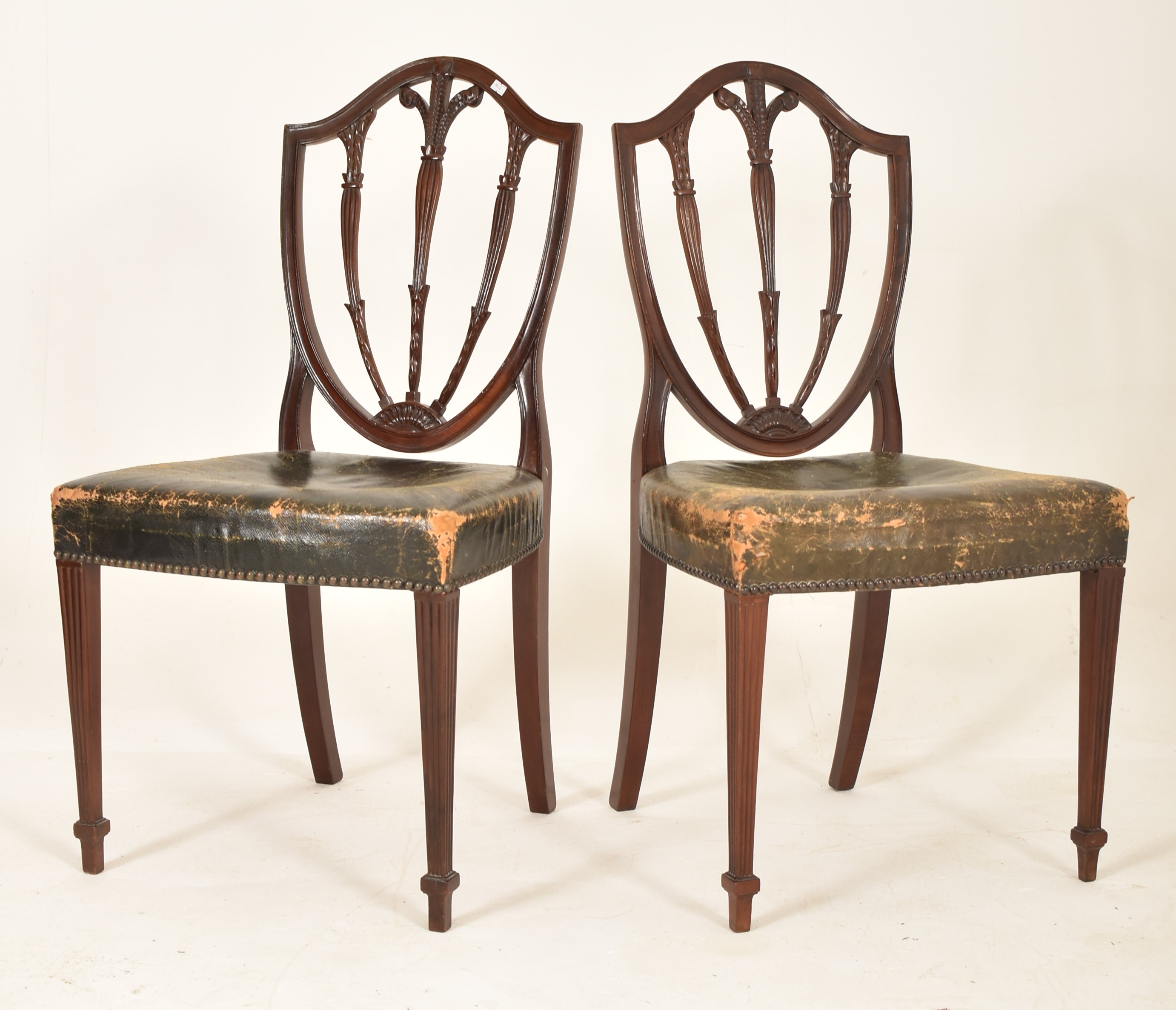 PAIR OF 19TH CENTURY HEPPLEWHITE MAHOGANY & LEATHER CHAIRS