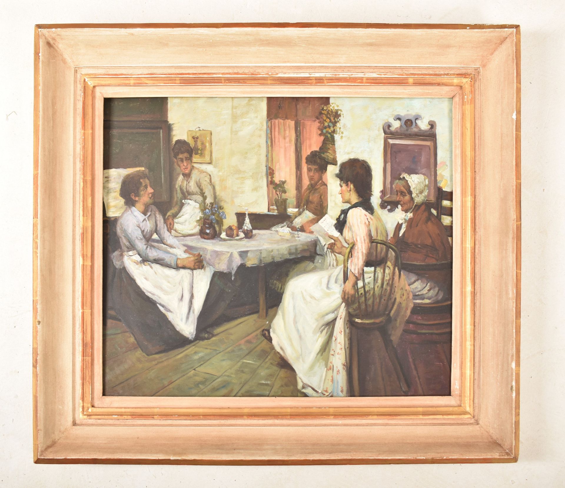 CONTINENTAL MID 20TH CENTURY OIL PAINTING OF FIVE WOMEN - Image 2 of 5