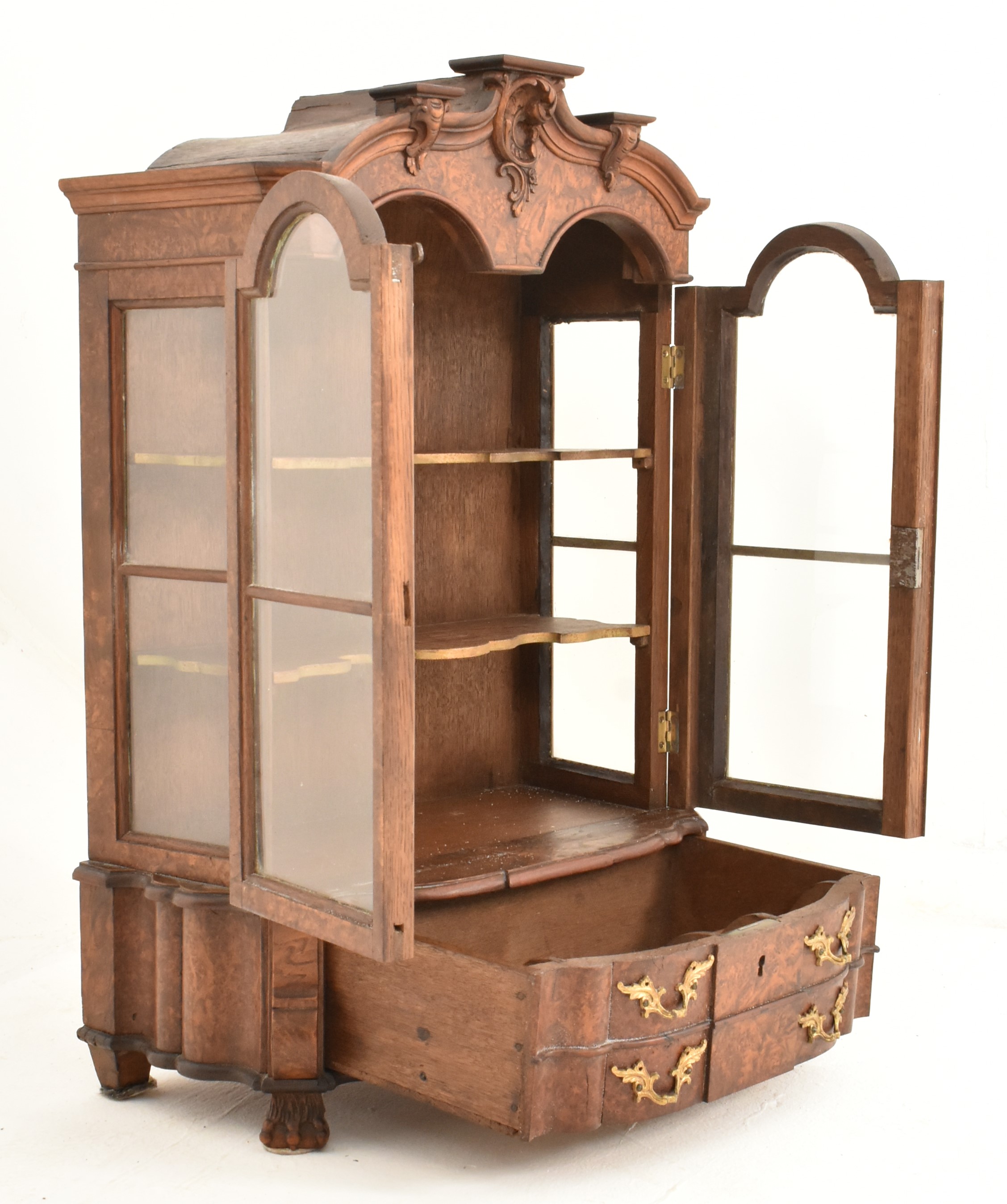 DUTCH 19TH CENTURY BURR WALNUT MINIATURE APPRENTICE CABINET - Image 5 of 6