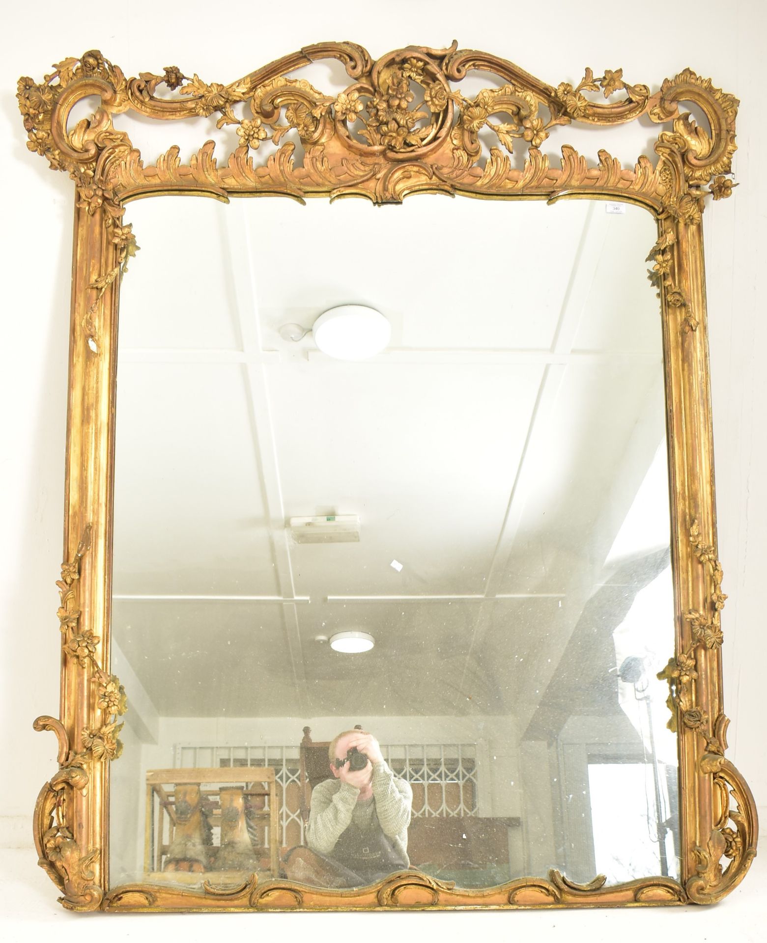LARGE ROCOCO INSPIRED GILTWOOD & GESSO OVERMANTEL MIRROR - Image 11 of 11