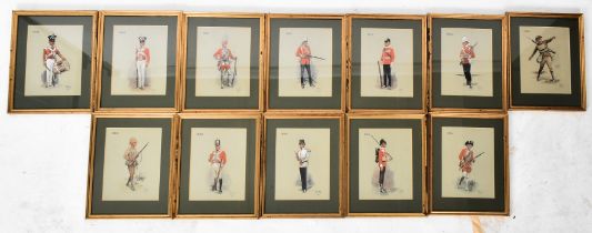 GERALD HUDSON - 12 WATERCOLOURS OF BRITISH FOOT SOLDIERS