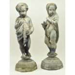 TWO CLASSICAL INSPIRED LEAD GARDEN SCULPTURES BY H. CROWTHER