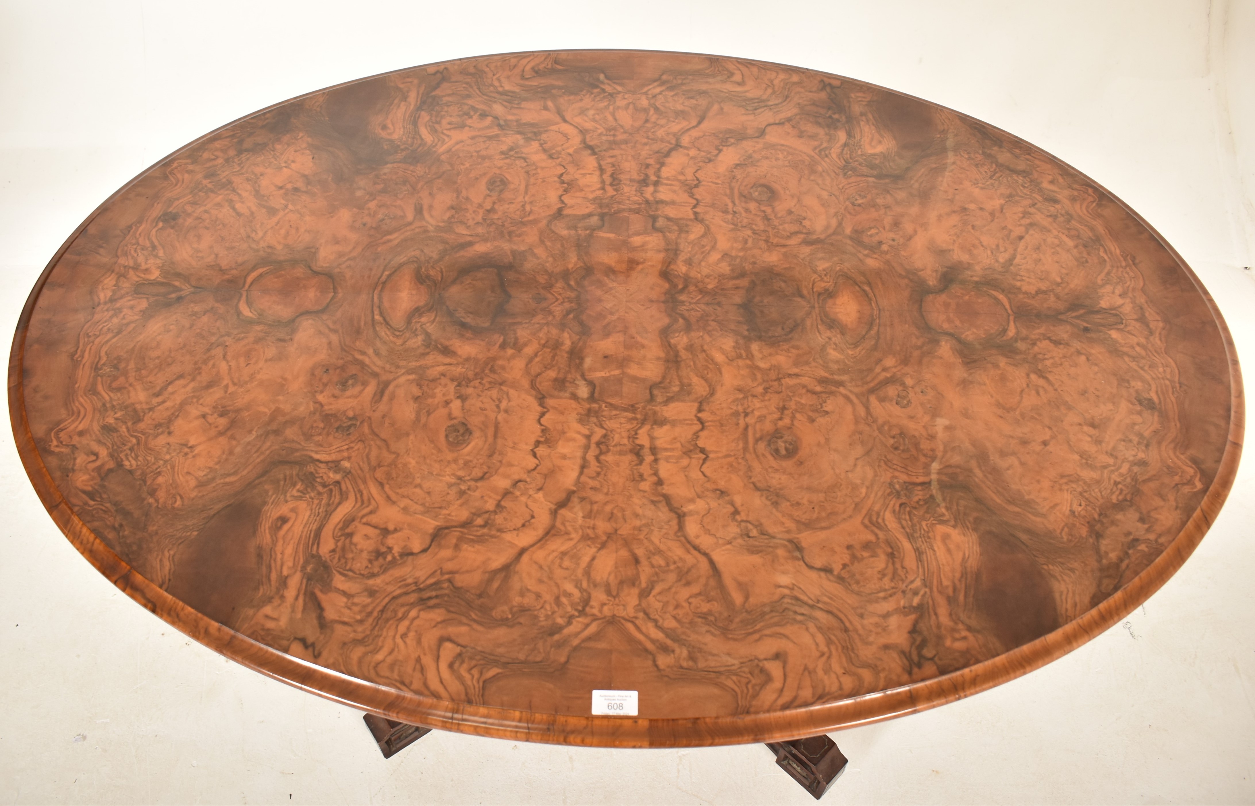 19TH CENTURY HIGH VICTORIAN WALNUT OVAL TILT TOP TABLE - Image 3 of 7