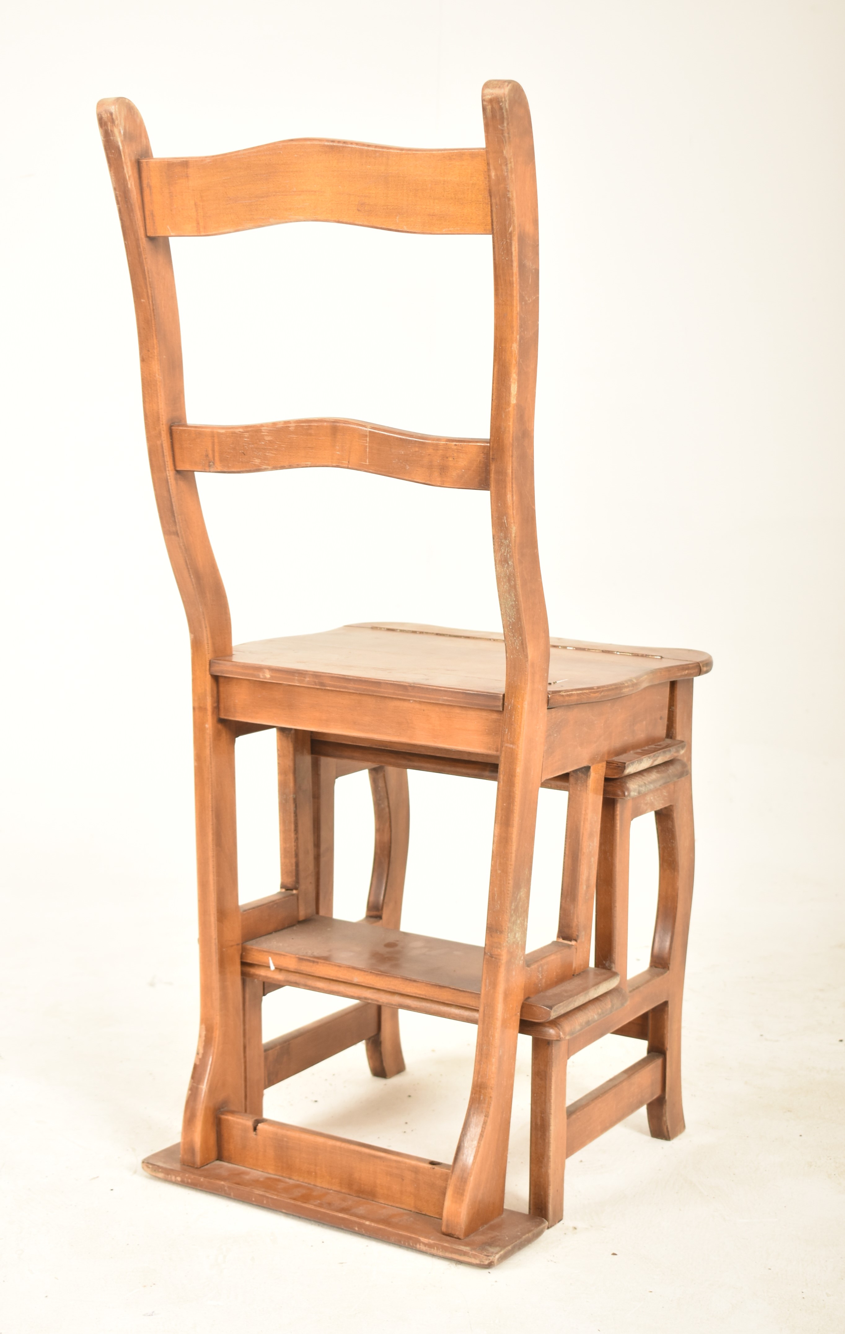 EDWARDIAN BEECH WOOD METAMORPHIC LIBRARY STEPS CHAIR - Bild 7 aus 7