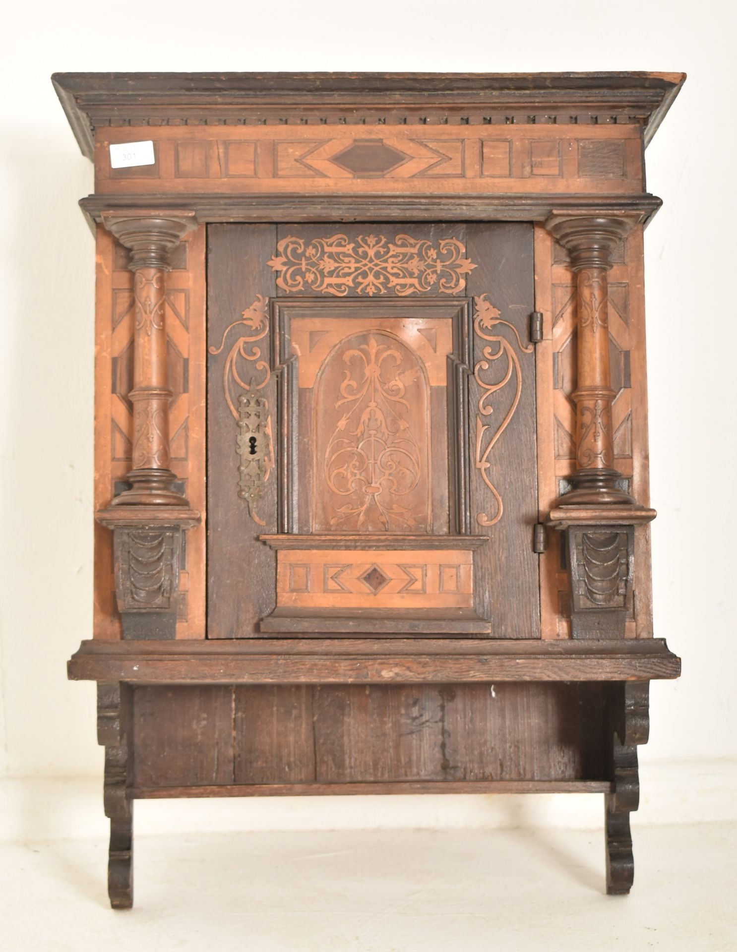 GERMAN 18TH CENTURY WALNUT & ROSEWOOD INLAID TABERNACLE