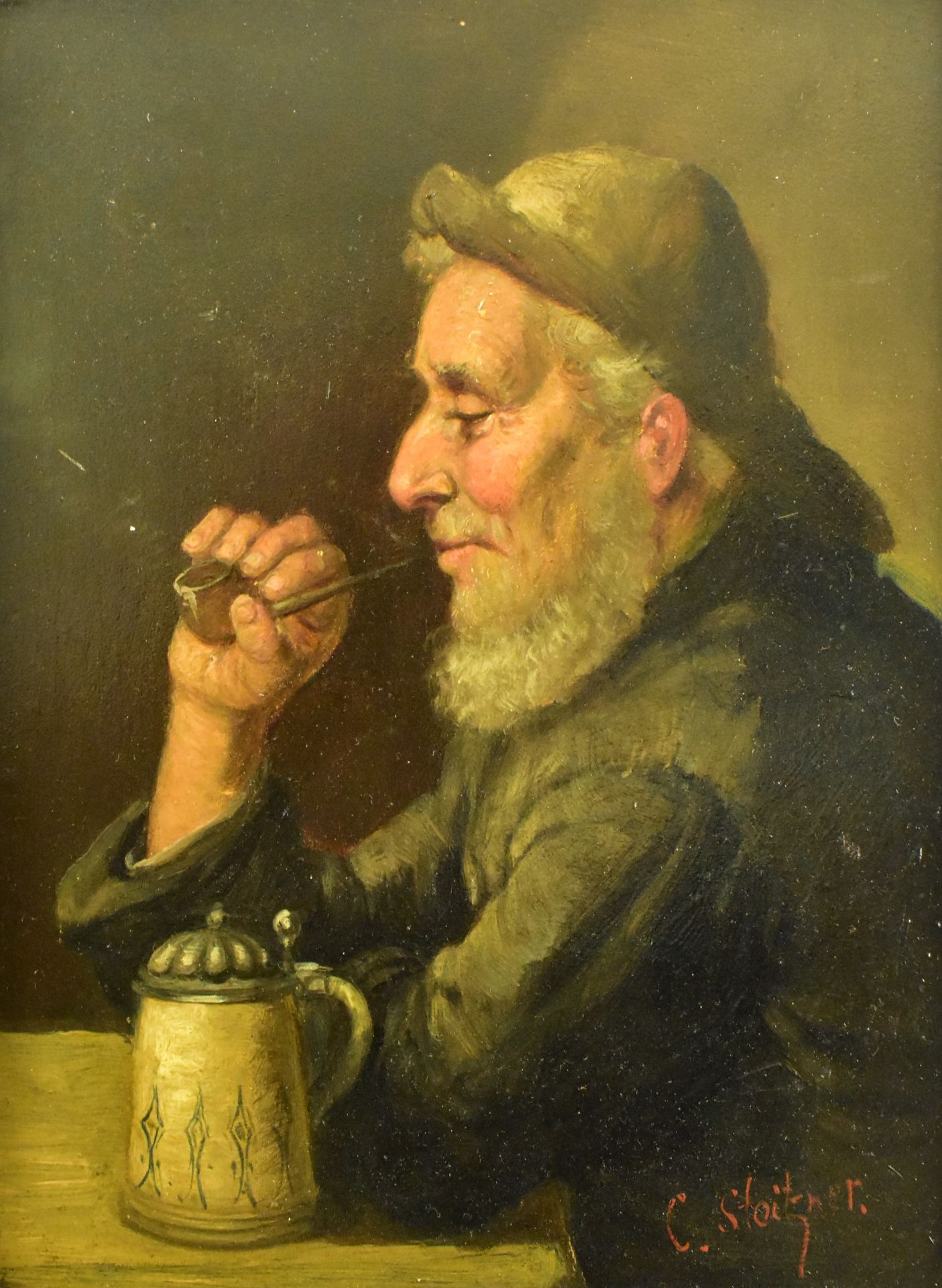 COSTANTIN STOITZNER (1863-1933) - TWO OIL ON BOARD PORTRAITS - Bild 3 aus 6