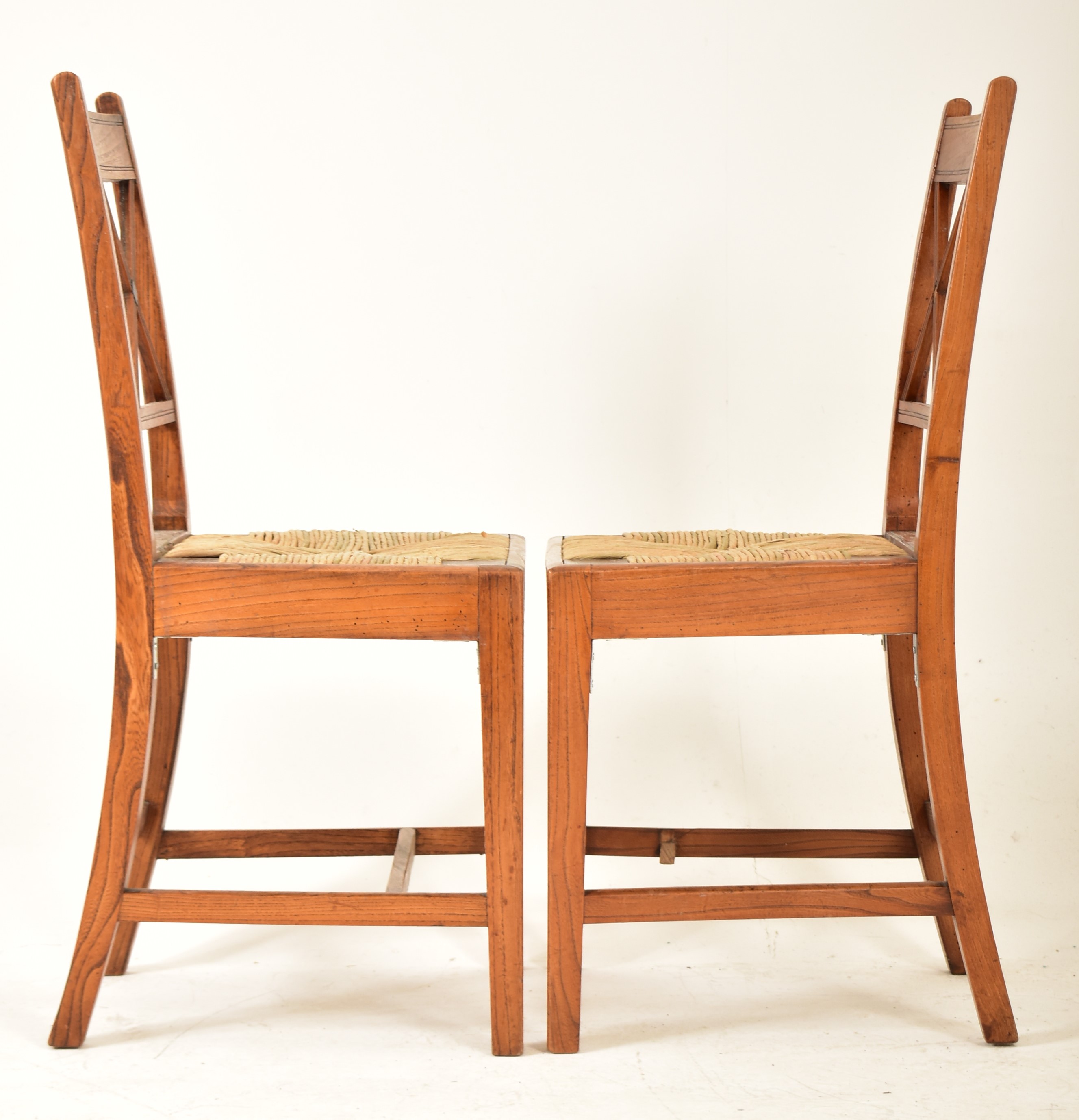 SET OF EIGHT REGENCY ELM & RUSH SEAT DINING CHAIRS - Image 3 of 9