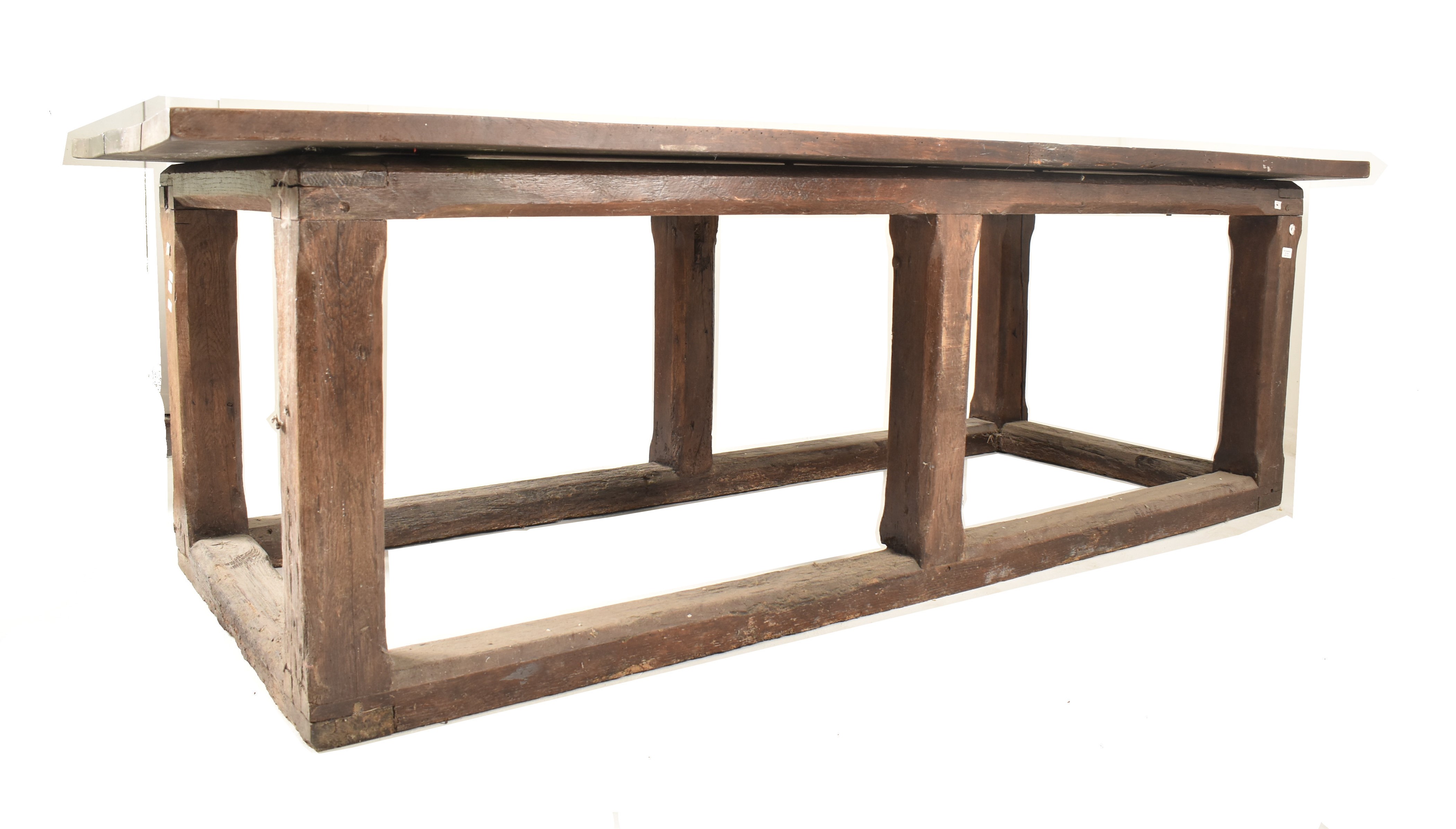 18TH CENTURY OAK PLANK TOP PEG JOINTED REFECTORY TABLE - Image 8 of 8