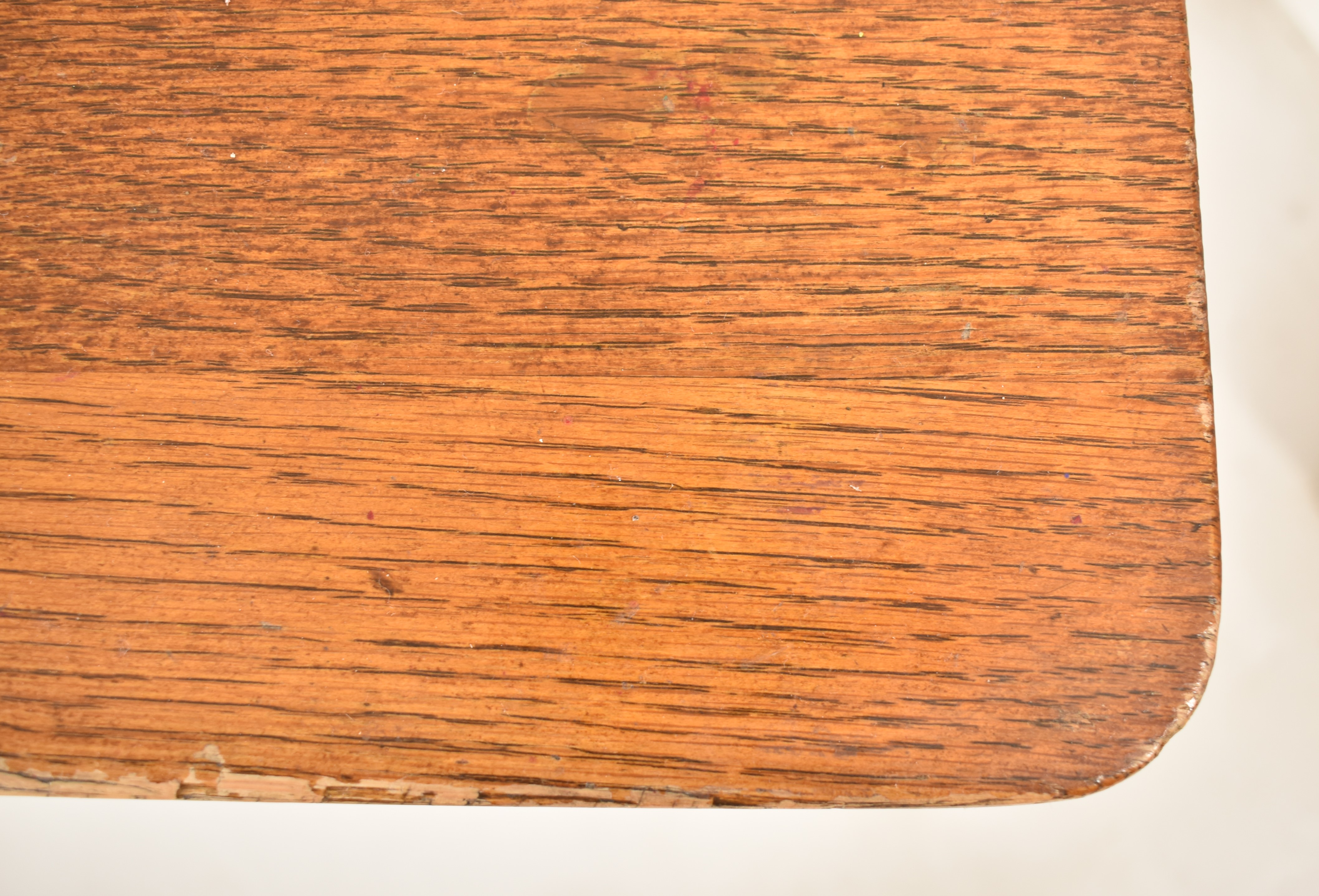 EARLY 20TH CENTURY ELM WOOD PLANK TOP REFECTORY TABLE - Image 2 of 6