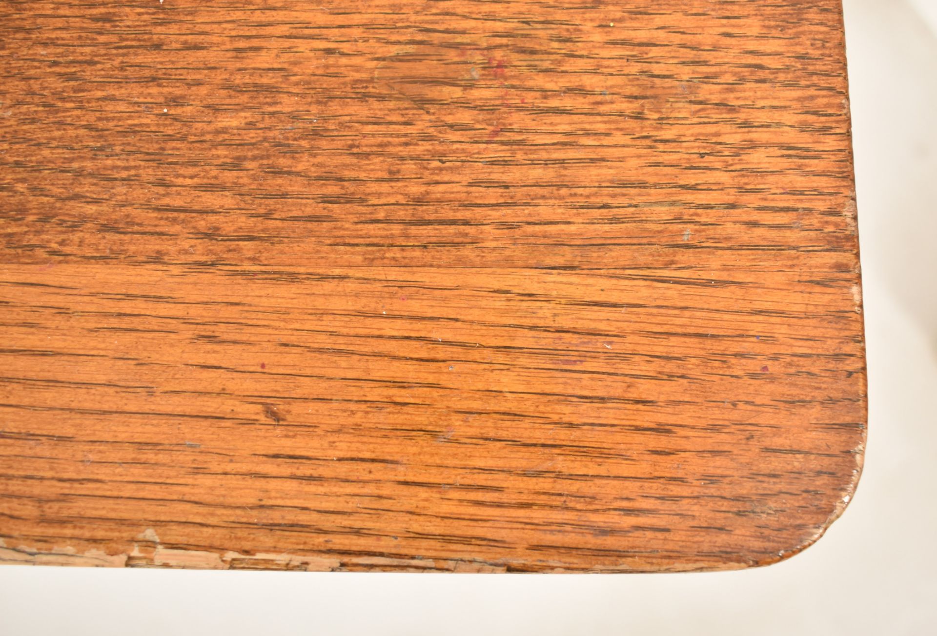 EARLY 20TH CENTURY ELM WOOD PLANK TOP REFECTORY TABLE - Image 2 of 6