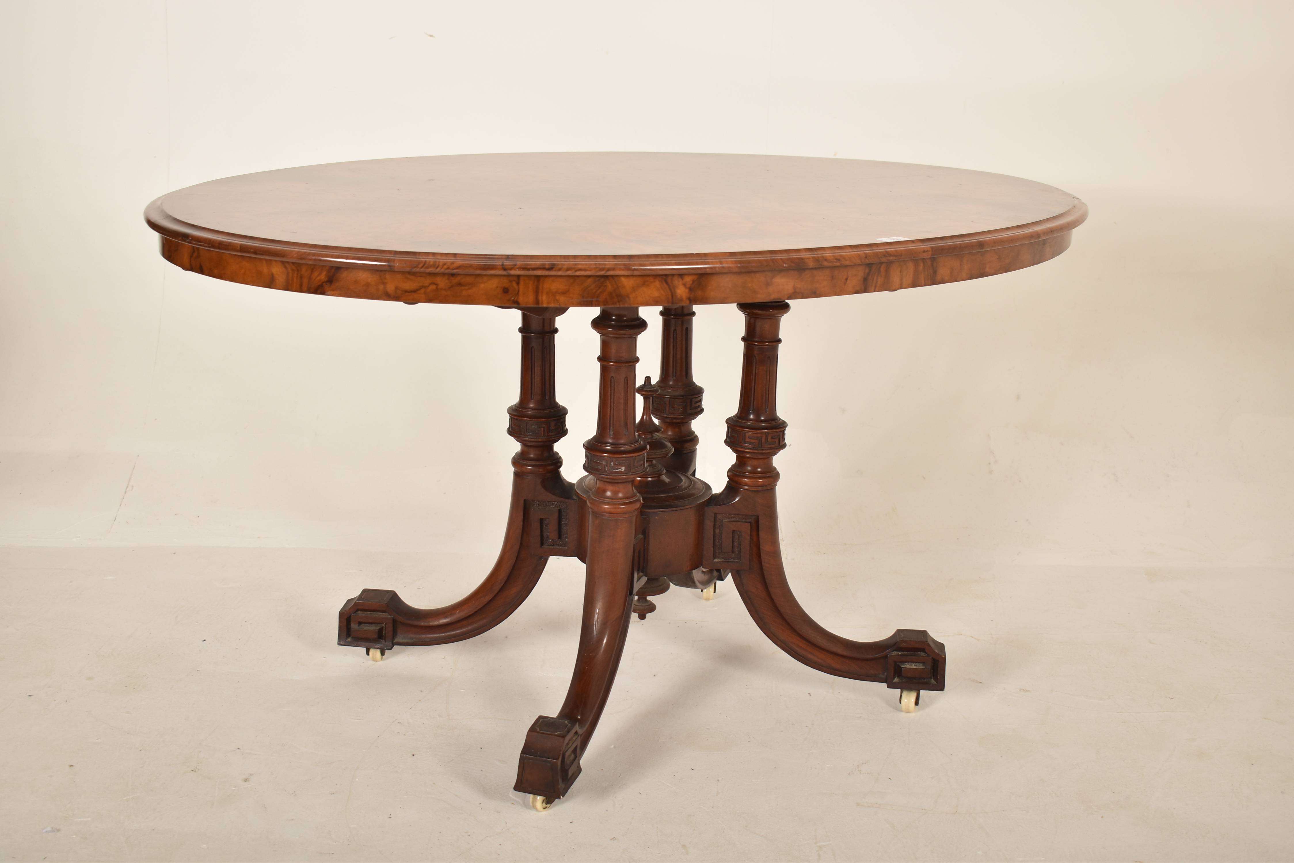 19TH CENTURY HIGH VICTORIAN WALNUT OVAL TILT TOP TABLE - Image 2 of 7