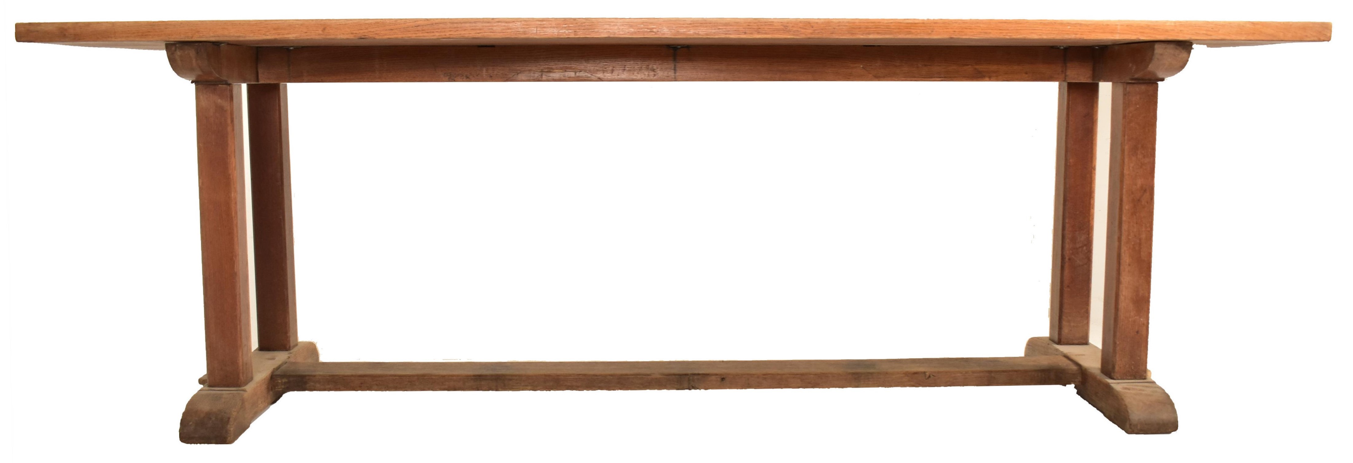 WITHDRAWN - LARGE 20TH CENTURY SOLID ELM REFECTORY DINING TABLE