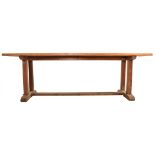 WITHDRAWN - LARGE 20TH CENTURY SOLID ELM REFECTORY DINING TABLE