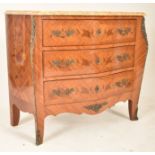 FRENCH OUIS XVI STYLE MARQUETRY & MARBLE TOP BOMBE CHEST
