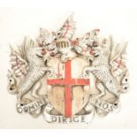 EARLY 20TH CENTURY C. 1900 CITY OF LONDON WOODEN CREST