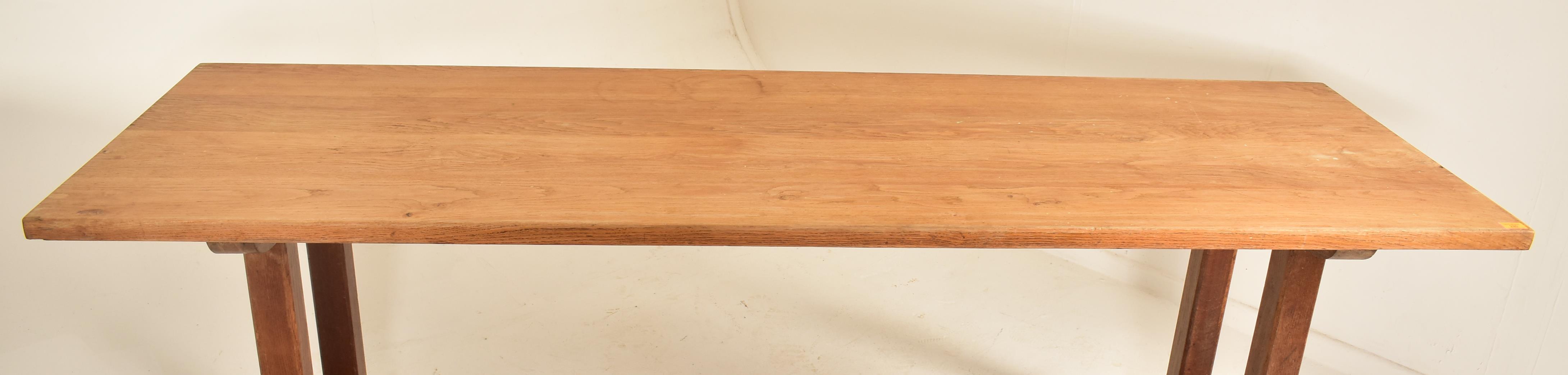WITHDRAWN - LARGE 20TH CENTURY SOLID ELM REFECTORY DINING TABLE - Image 2 of 5