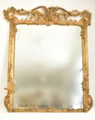 LARGE ROCOCO INSPIRED GILTWOOD & GESSO OVERMANTEL MIRROR