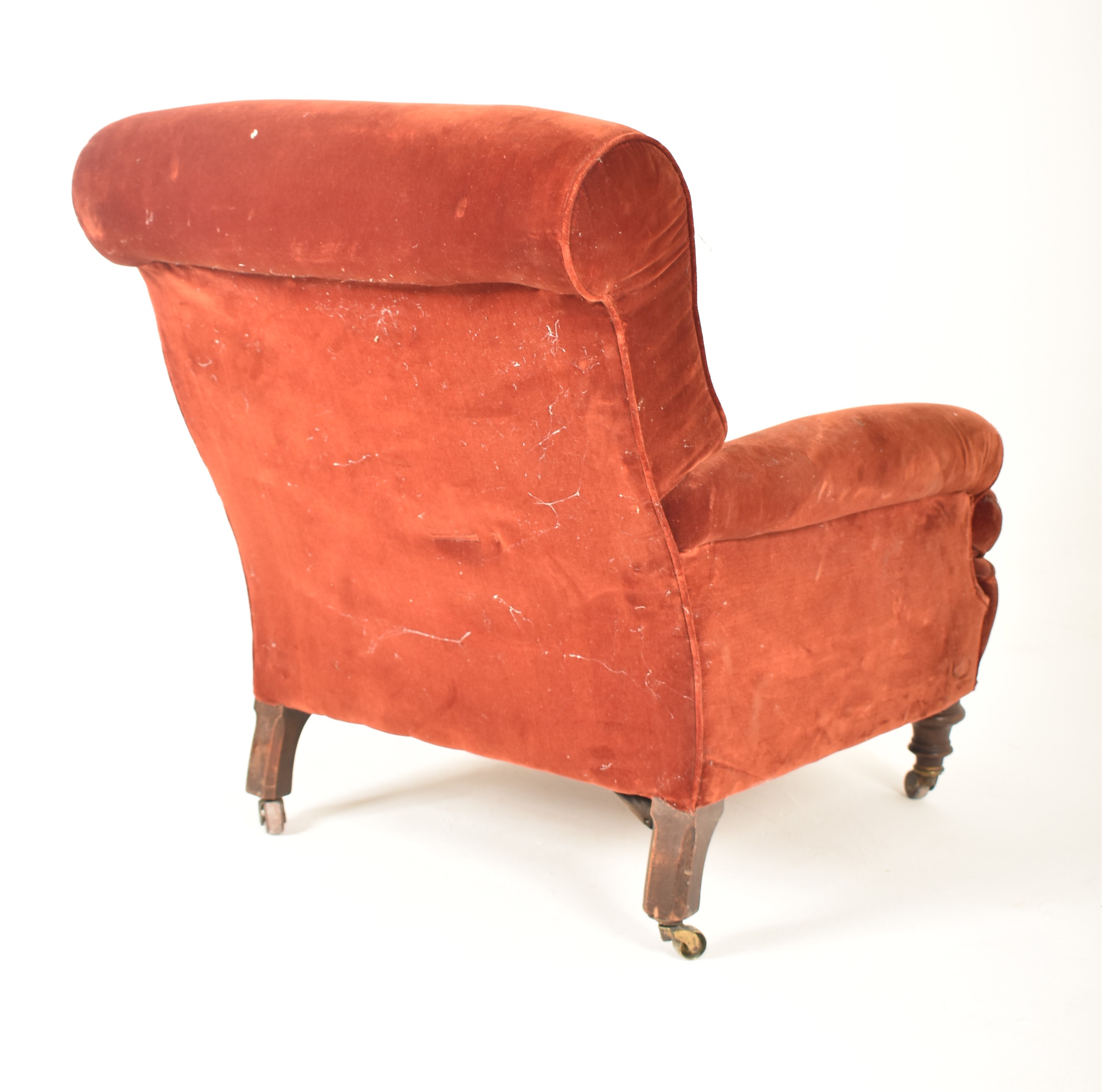 VICTORIAN UPHOLSTERED ARMCHAIR MANNER OF HOWARD & SONS - Image 6 of 6