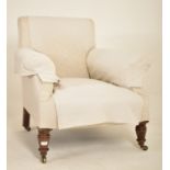 HOWARD & SONS STYLE VICTORIAN UPHOLSTERED ARMCHAIR