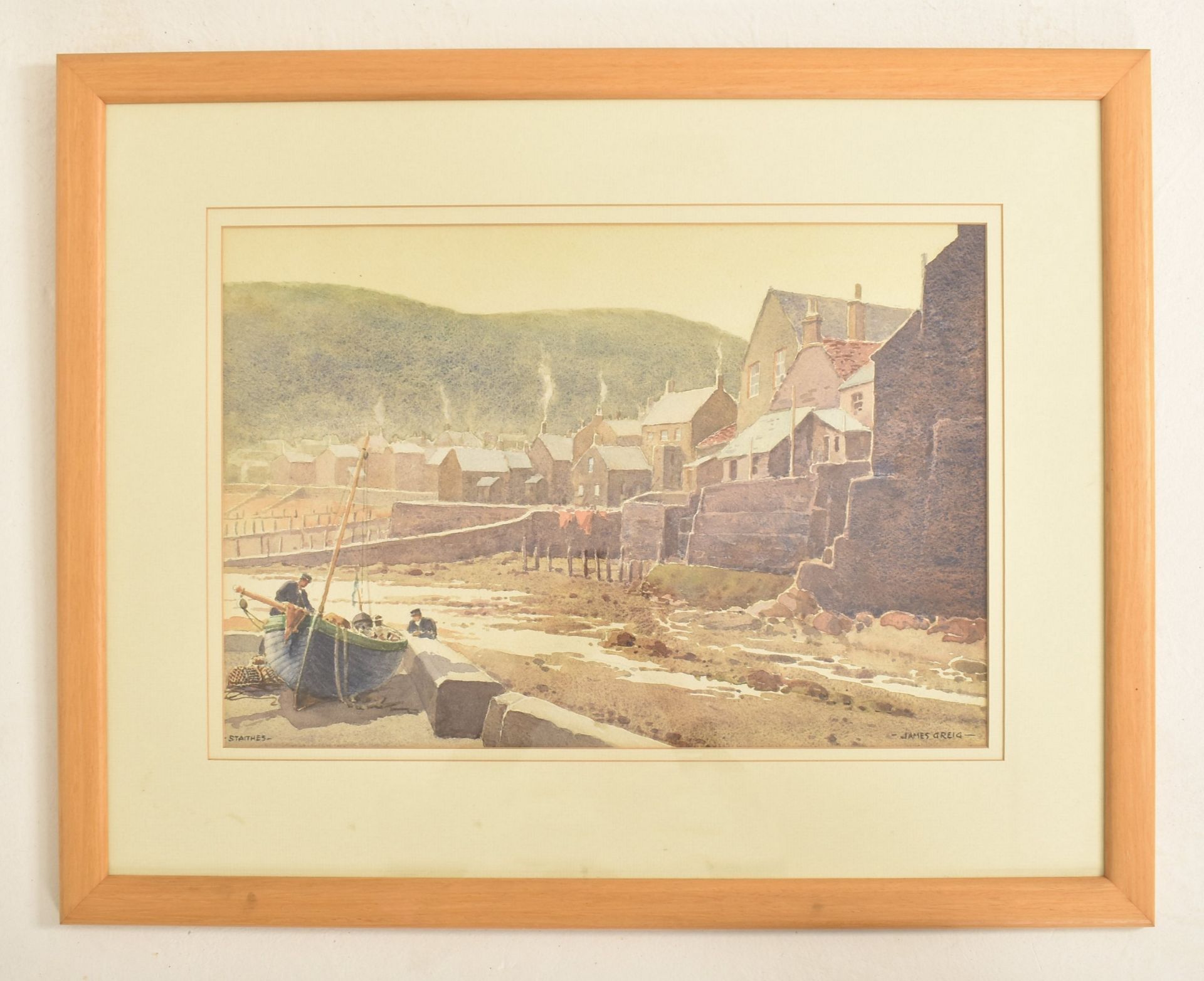 JAMES GREIG (SCOTTISH B.1861) - STAITHES WATERCOLOUR ON PAPER - Image 2 of 6