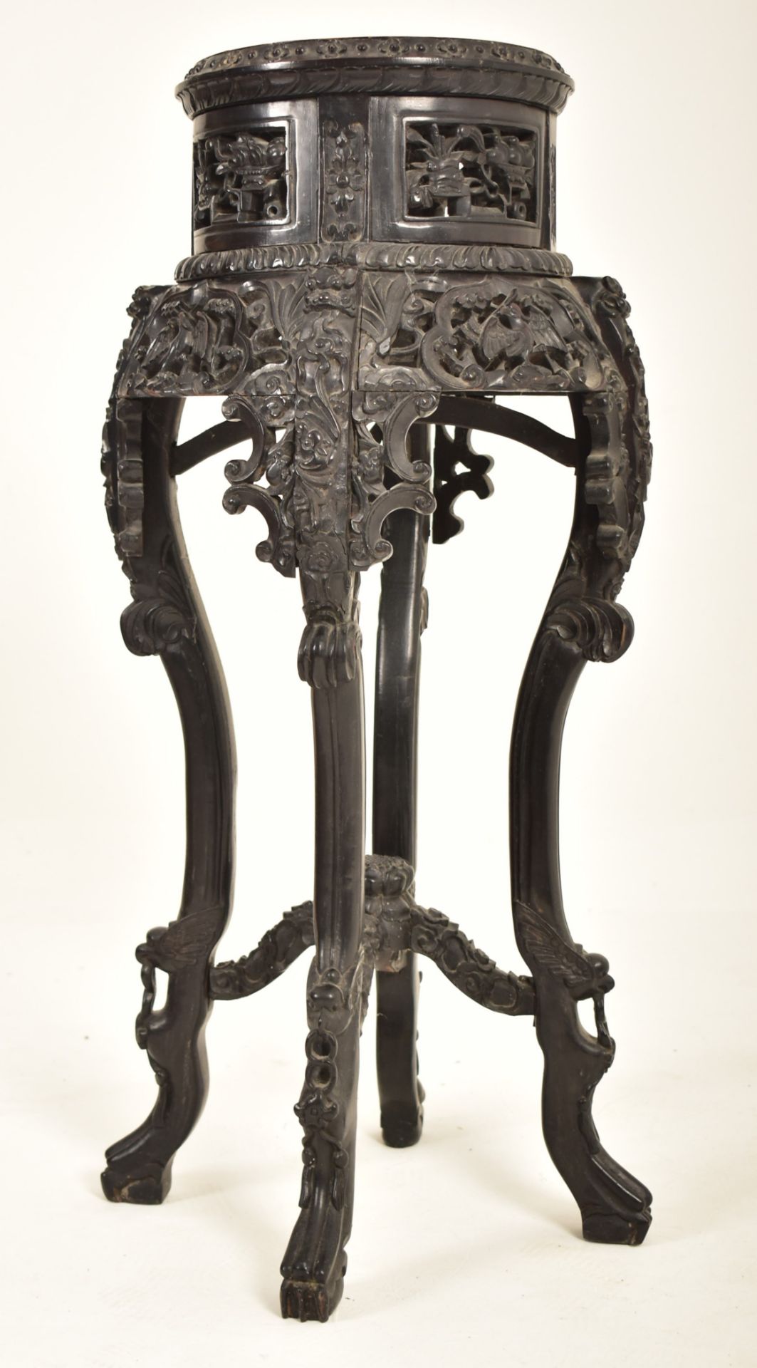 19TH CENTURY CHINESE CARVED HARDWOOD JARDINIERE