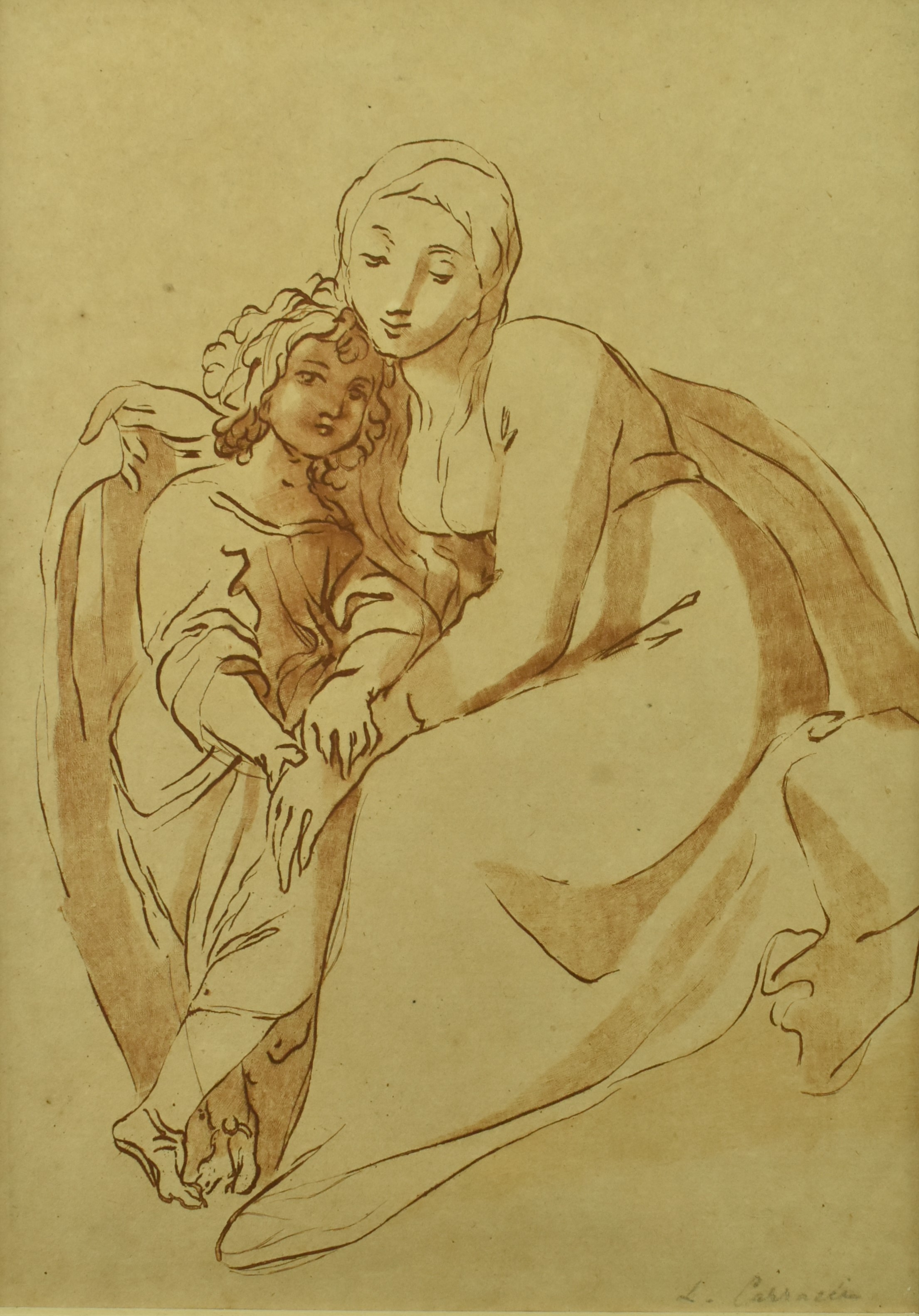ATTR. LUDOVICO CARRACCI (1555-1619) - STUDY OF MADONNA WITH CHILD