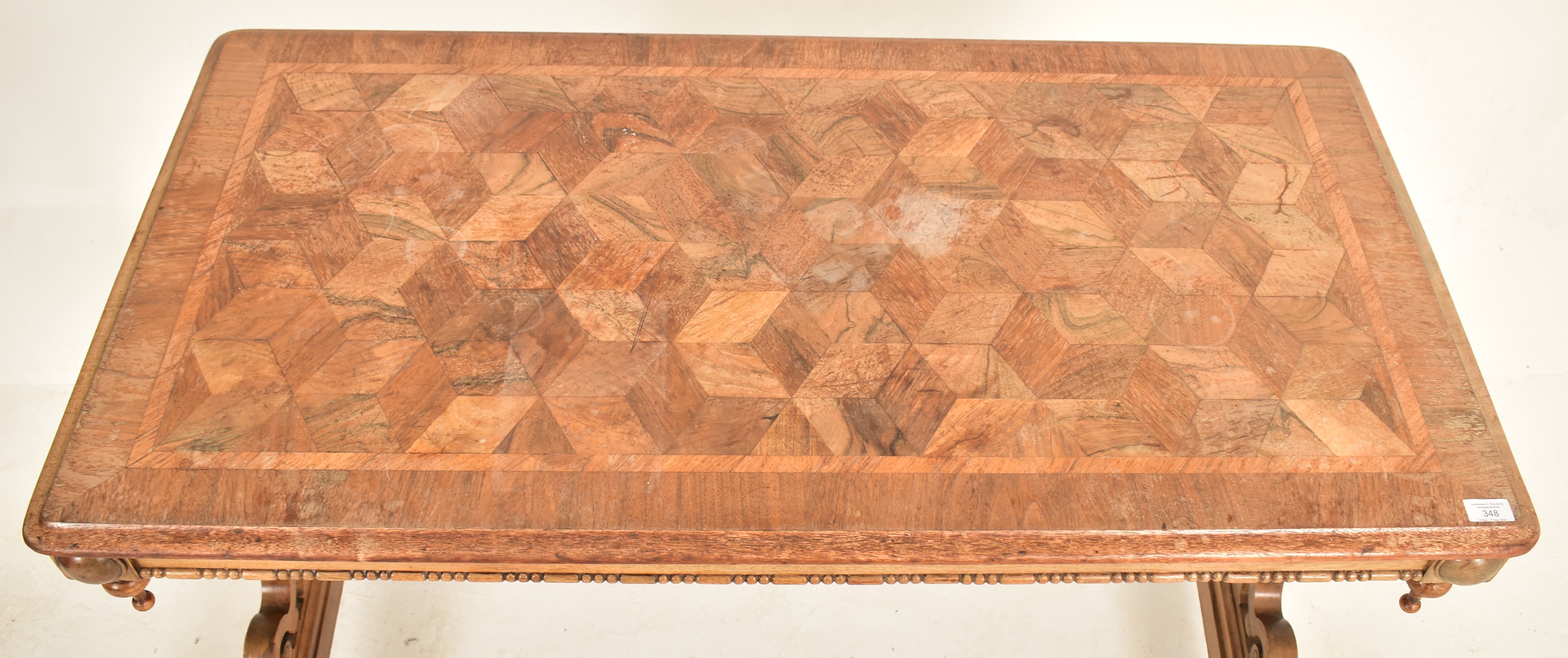 19TH CENTURY WALNUT MARQUETRY INLAID WRITING DESK - Image 3 of 7