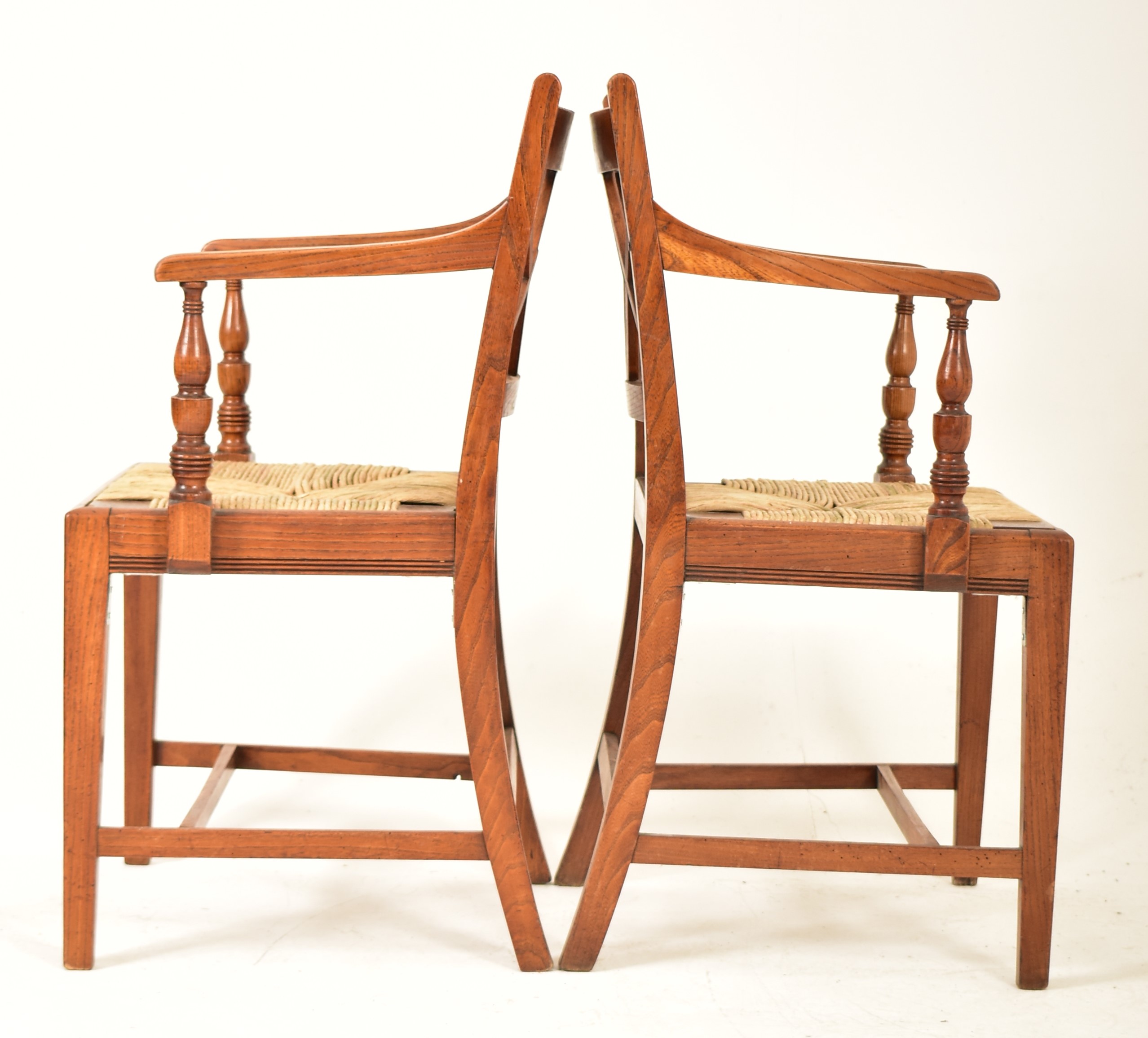 SET OF EIGHT REGENCY ELM & RUSH SEAT DINING CHAIRS - Image 7 of 9
