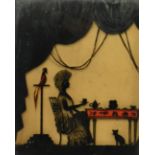 19TH CENTURY VICTORIAN REVERSE GLASS SILHOUETTE PAINTING